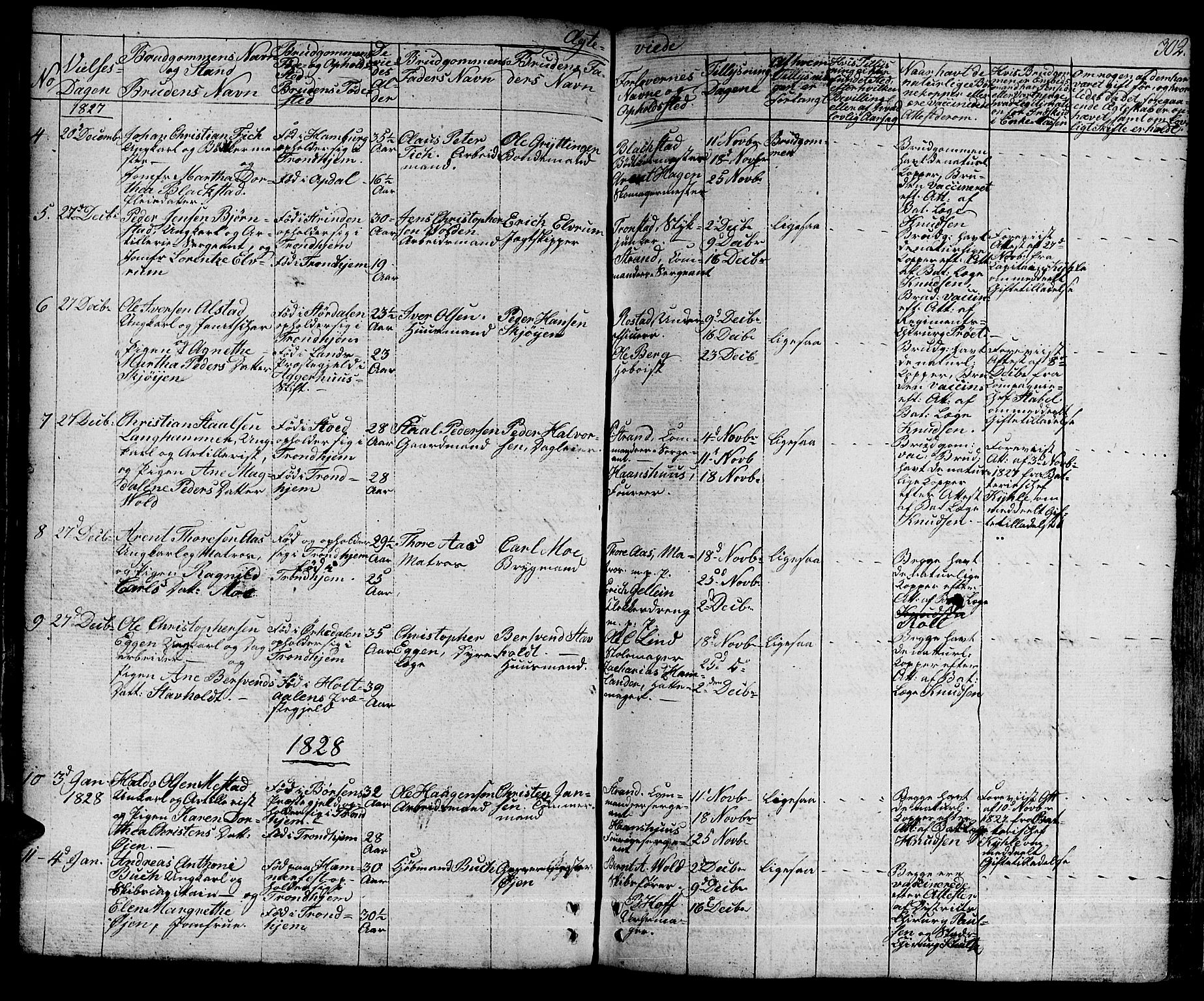 Ministerialprotokoller, klokkerbøker og fødselsregistre - Sør-Trøndelag, SAT/A-1456/601/L0045: Parish register (official) no. 601A13, 1821-1831, p. 302