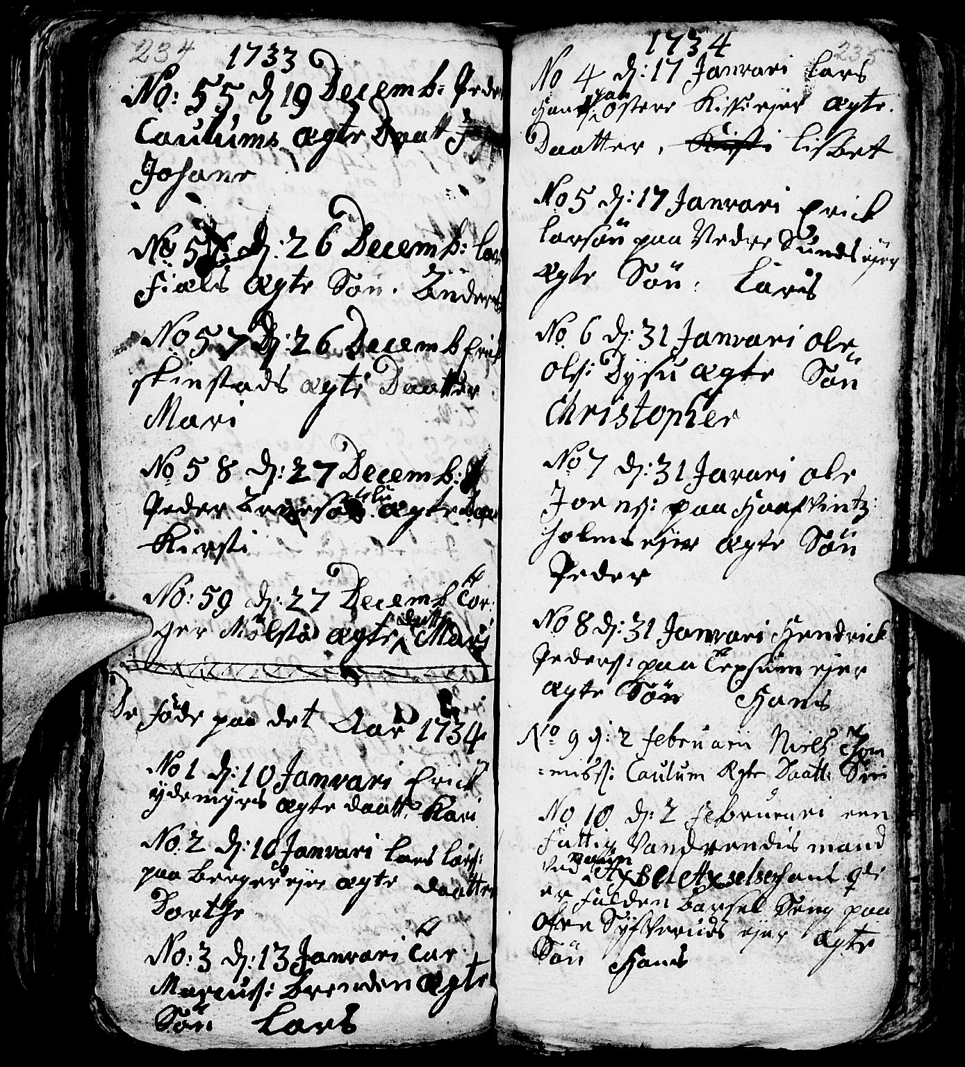 Nes prestekontor, Hedmark, SAH/PREST-020/L/La/L0001: Parish register (copy) no. 1, 1663-1784, p. 234-235