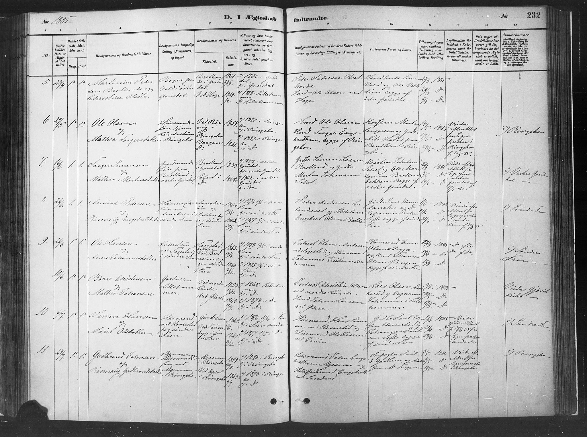 Fåberg prestekontor, SAH/PREST-086/H/Ha/Haa/L0010: Parish register (official) no. 10, 1879-1900, p. 232