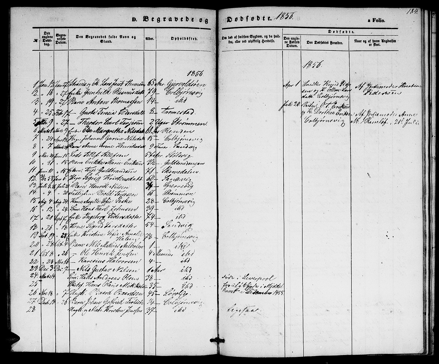 Hisøy sokneprestkontor, SAK/1111-0020/F/Fb/L0001: Parish register (copy) no. B 1, 1849-1872, p. 184