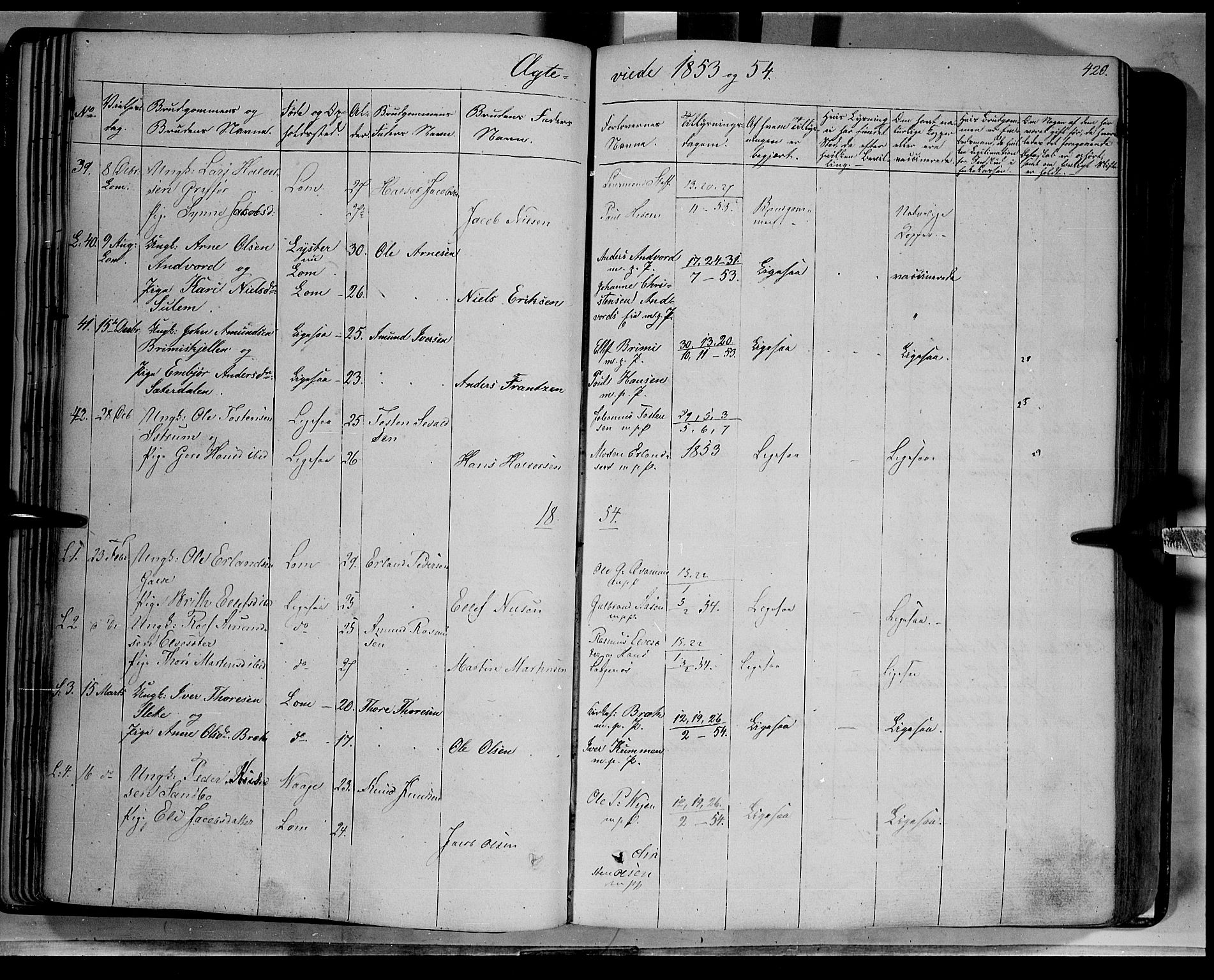 Lom prestekontor, SAH/PREST-070/K/L0006: Parish register (official) no. 6B, 1837-1863, p. 420