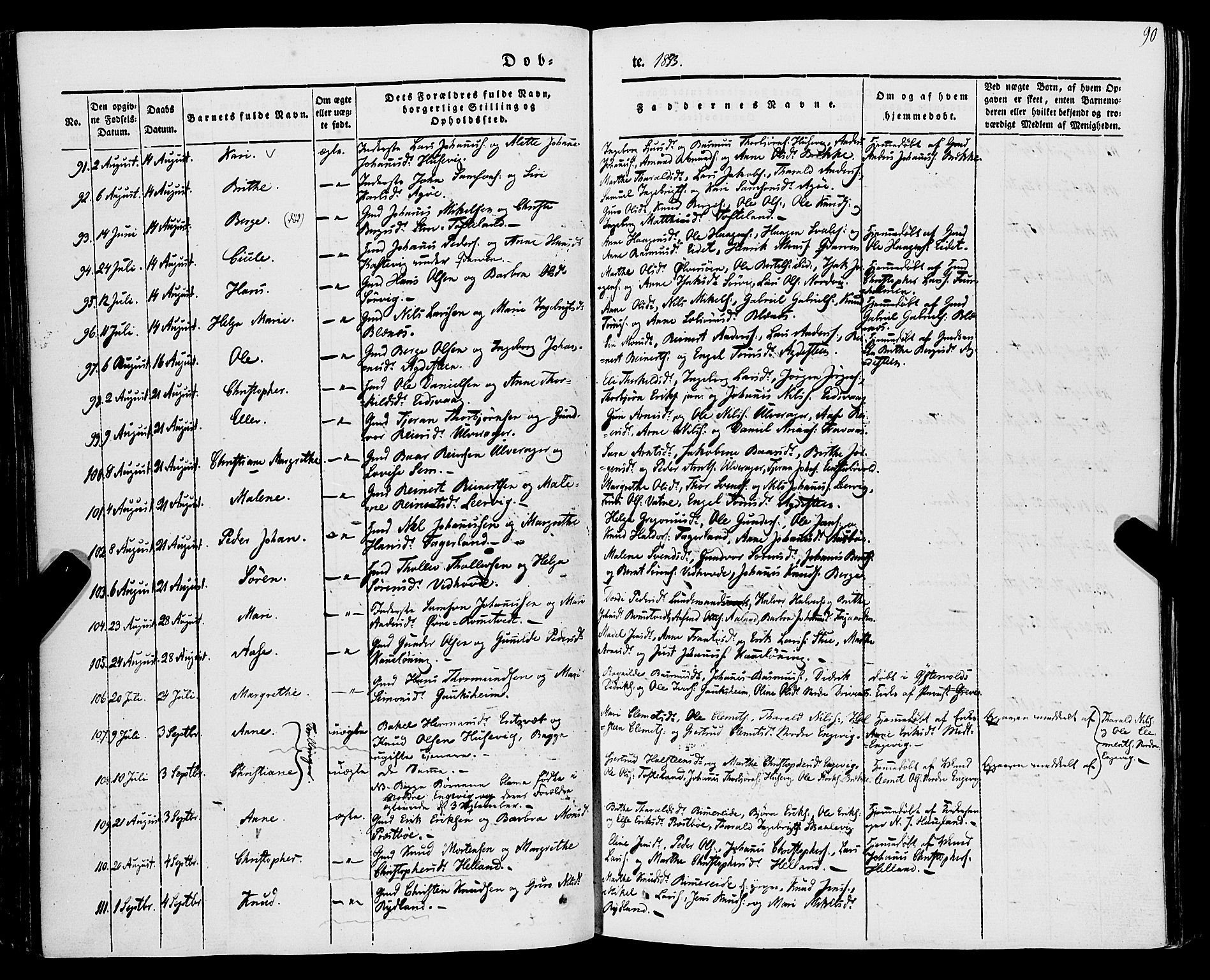 Stord sokneprestembete, AV/SAB-A-78201/H/Haa: Parish register (official) no. A 7, 1841-1861, p. 90