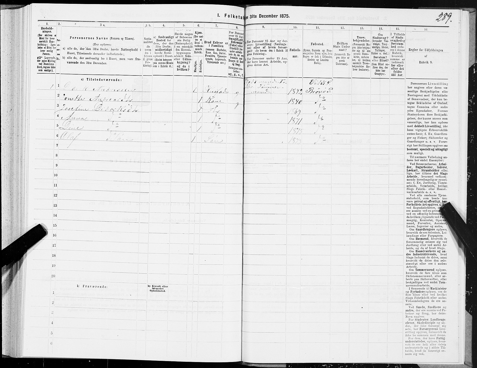 SAT, 1875 census for 1814P Brønnøy, 1875, p. 2289