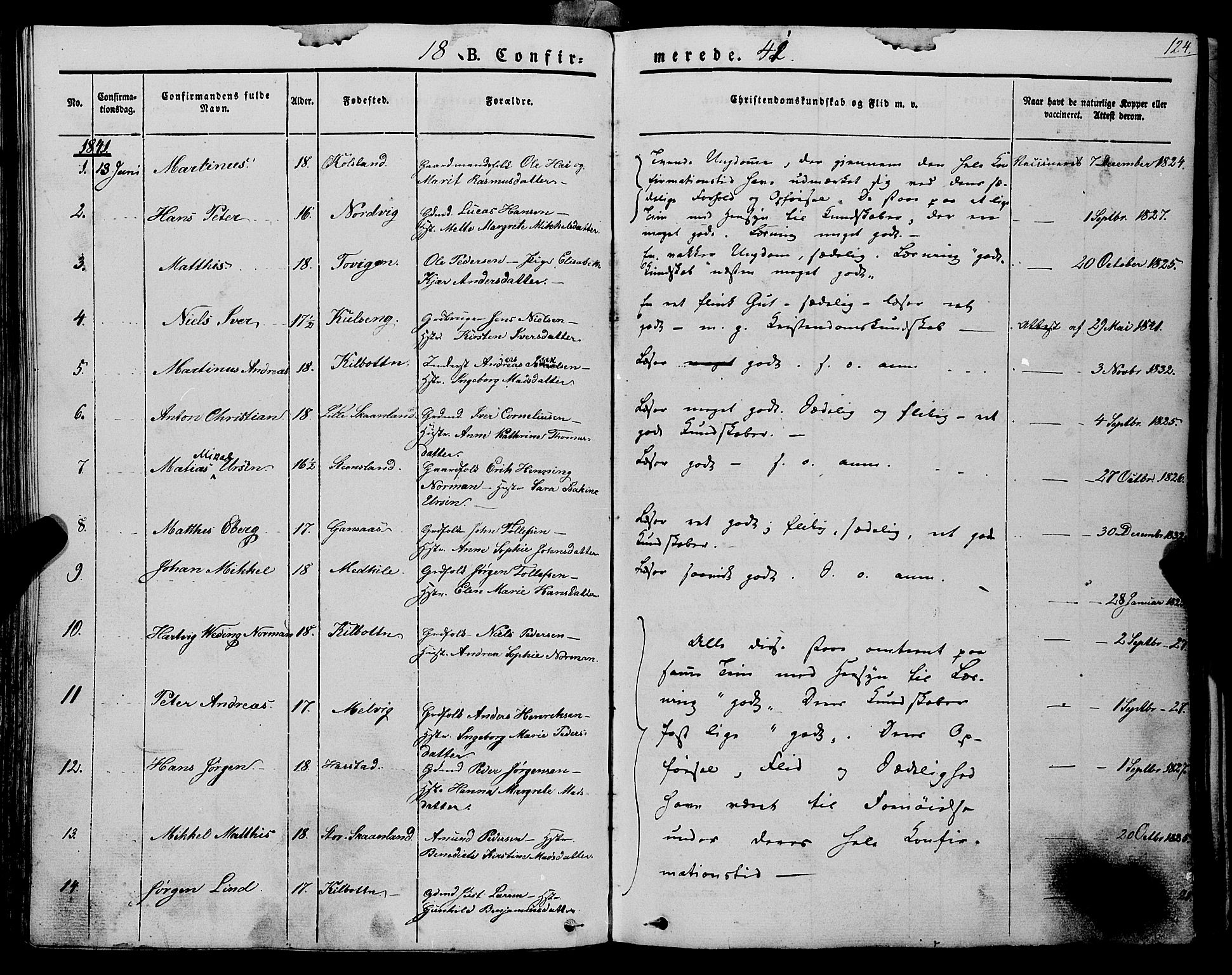 Trondenes sokneprestkontor, SATØ/S-1319/H/Ha/L0009kirke: Parish register (official) no. 9, 1841-1852, p. 124