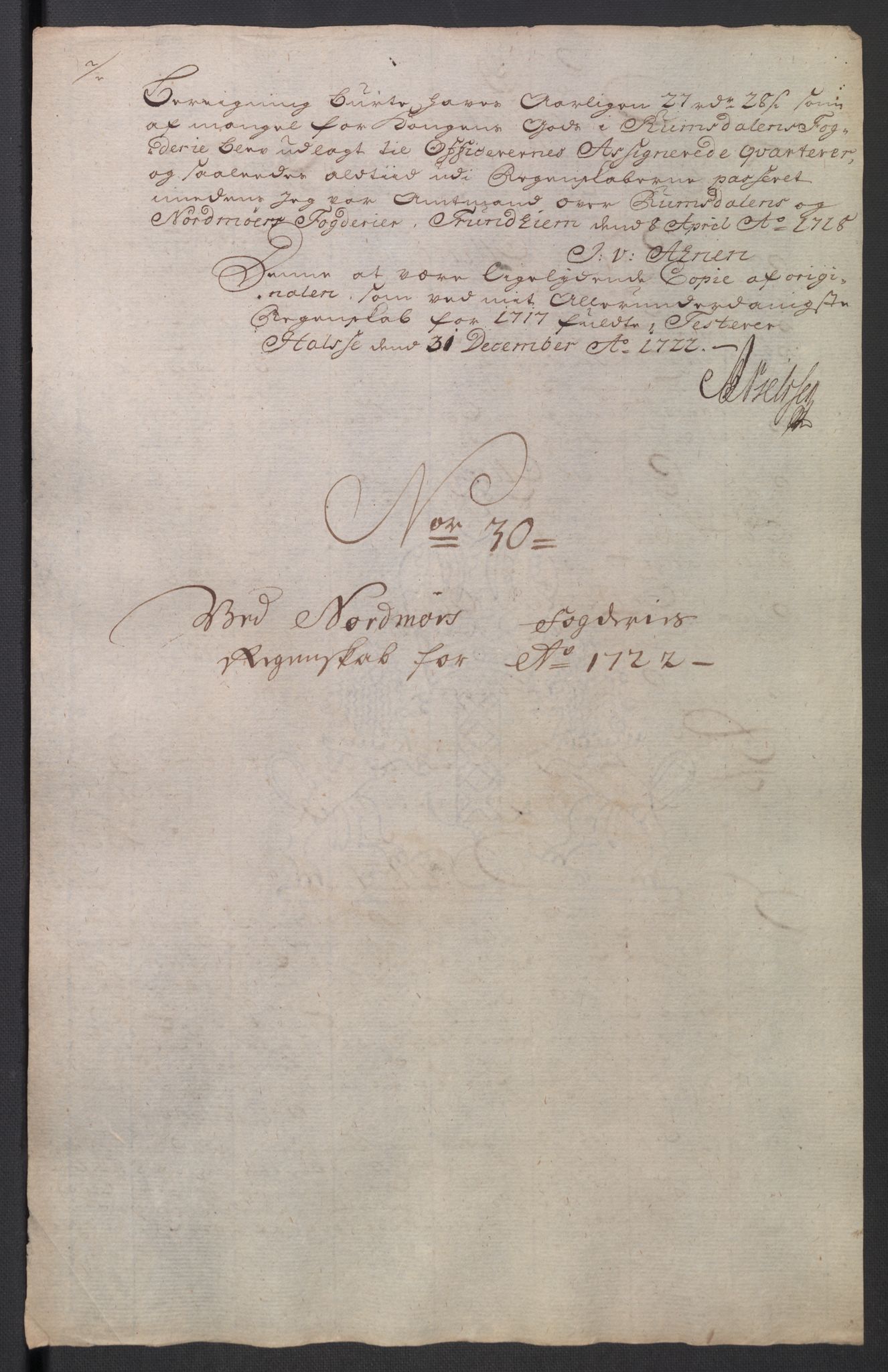 Rentekammeret inntil 1814, Reviderte regnskaper, Fogderegnskap, RA/EA-4092/R56/L3755: Fogderegnskap Nordmøre, 1722, p. 251