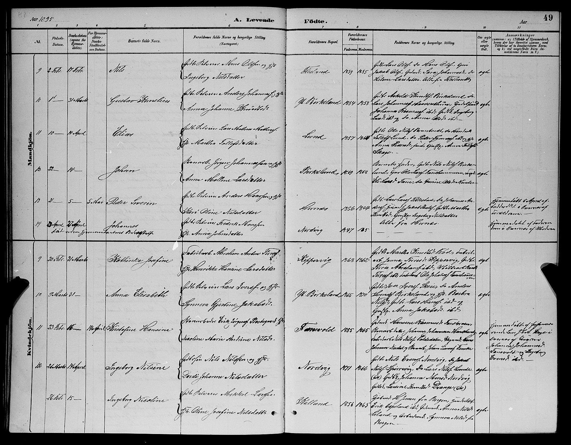 Fana Sokneprestembete, SAB/A-75101/H/Hab/Haba/L0002: Parish register (copy) no. A 2, 1889-1895, p. 49