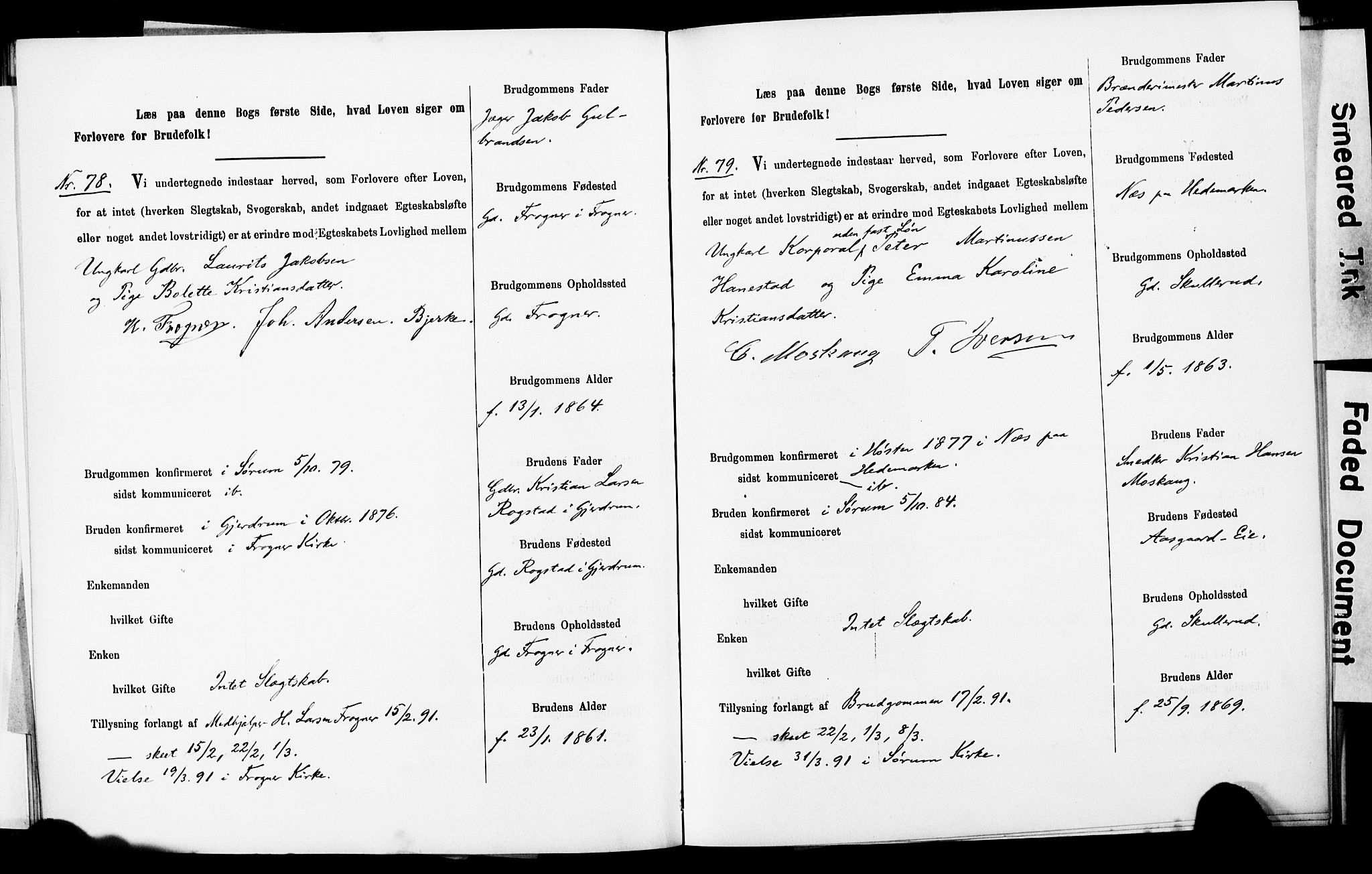 Sørum prestekontor Kirkebøker, AV/SAO-A-10303/H/Ha/L0001: Banns register no. 1, 1887-1890