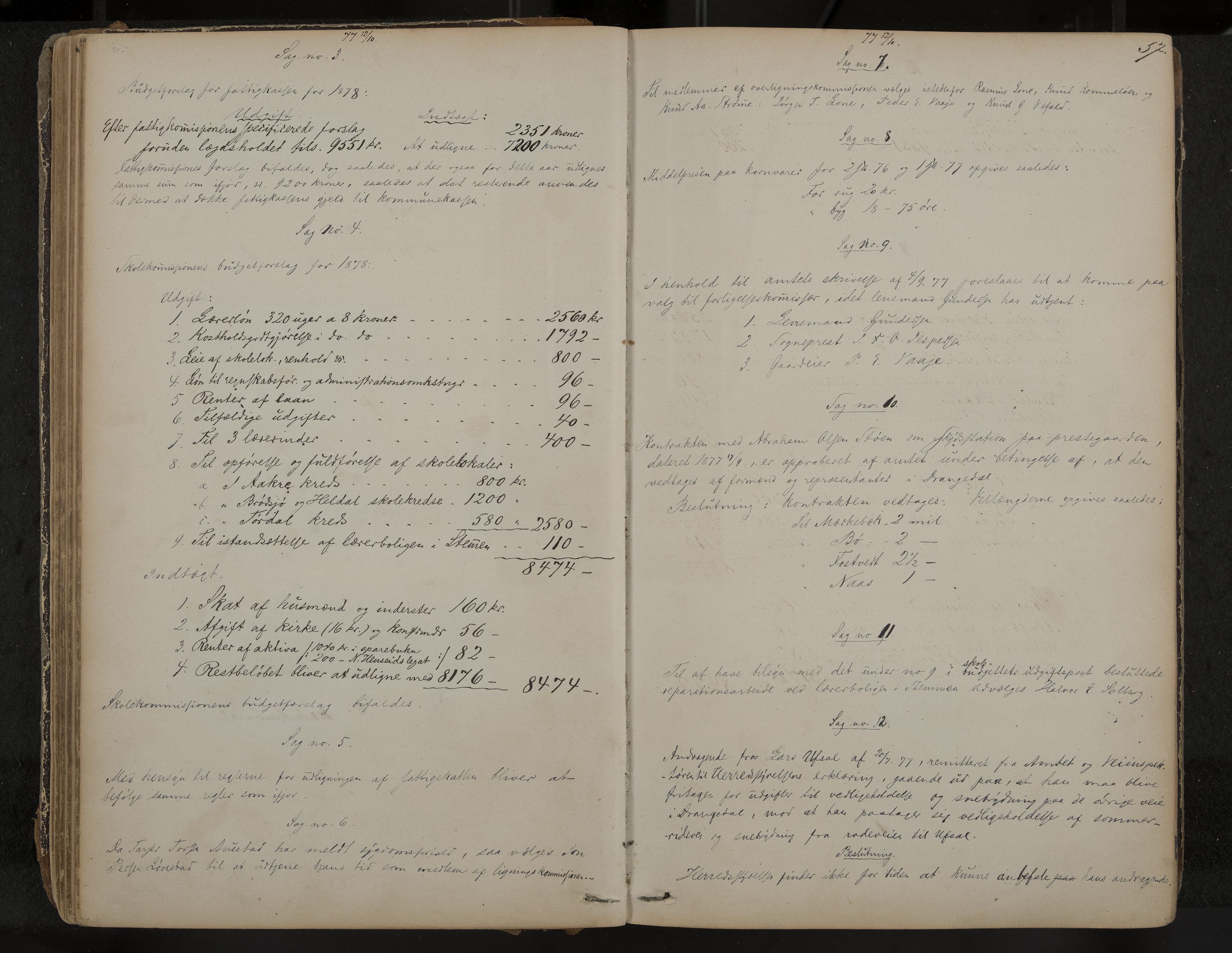 Drangedal formannskap og sentraladministrasjon, IKAK/0817021/A/L0002: Møtebok, 1870-1892, p. 57