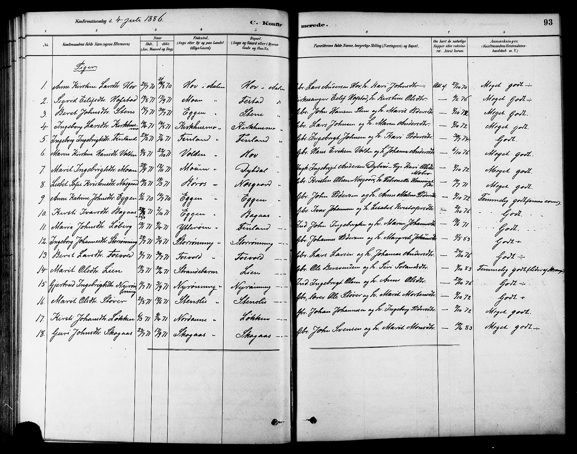 Ministerialprotokoller, klokkerbøker og fødselsregistre - Sør-Trøndelag, AV/SAT-A-1456/686/L0983: Parish register (official) no. 686A01, 1879-1890, p. 93