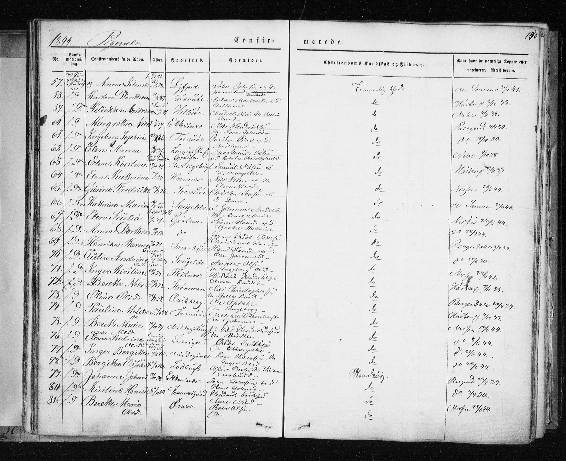 Tromsø sokneprestkontor/stiftsprosti/domprosti, SATØ/S-1343/G/Ga/L0009kirke: Parish register (official) no. 9, 1837-1847, p. 150