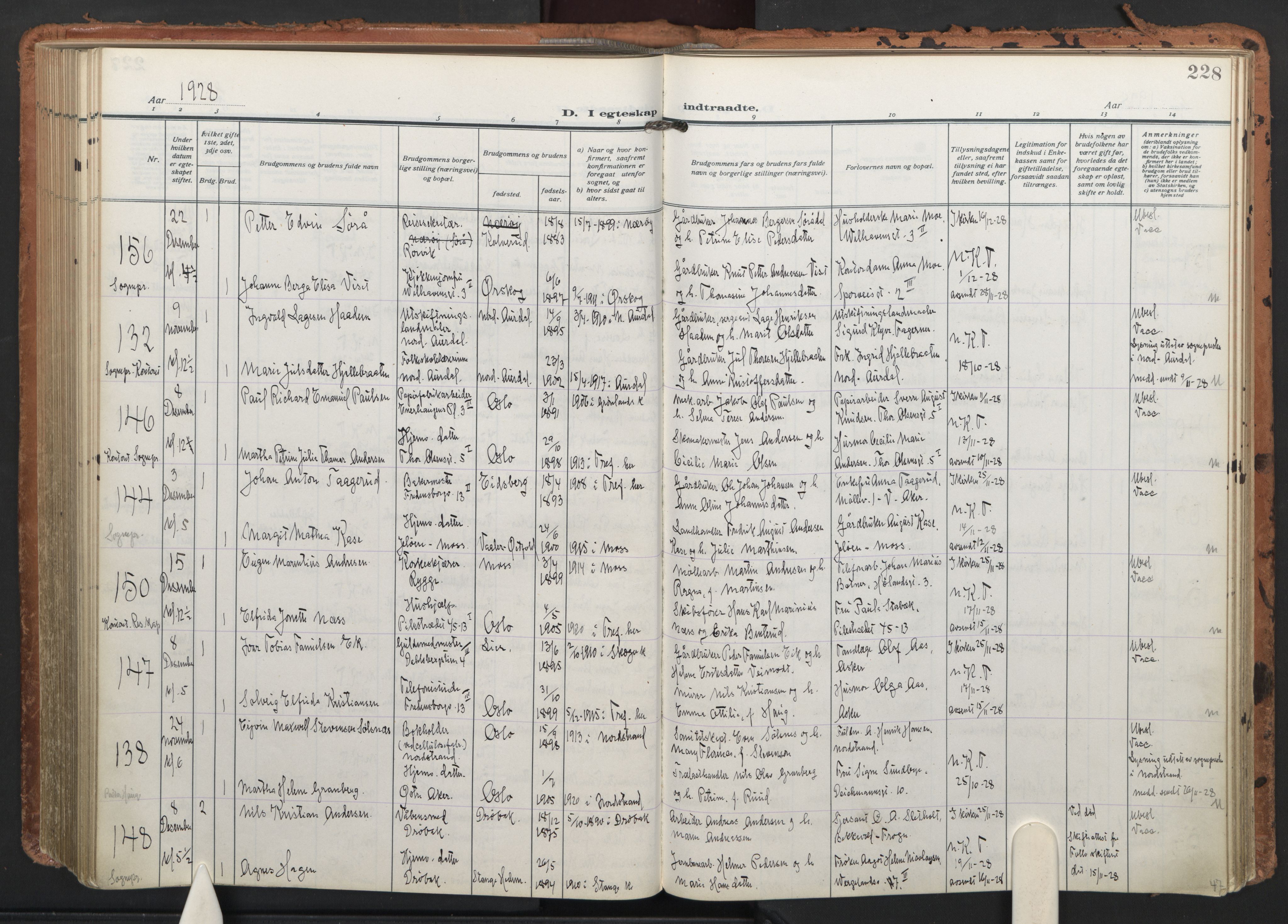 Trefoldighet prestekontor Kirkebøker, SAO/A-10882/F/Fc/L0008: Parish register (official) no. III 8, 1920-1932, p. 228