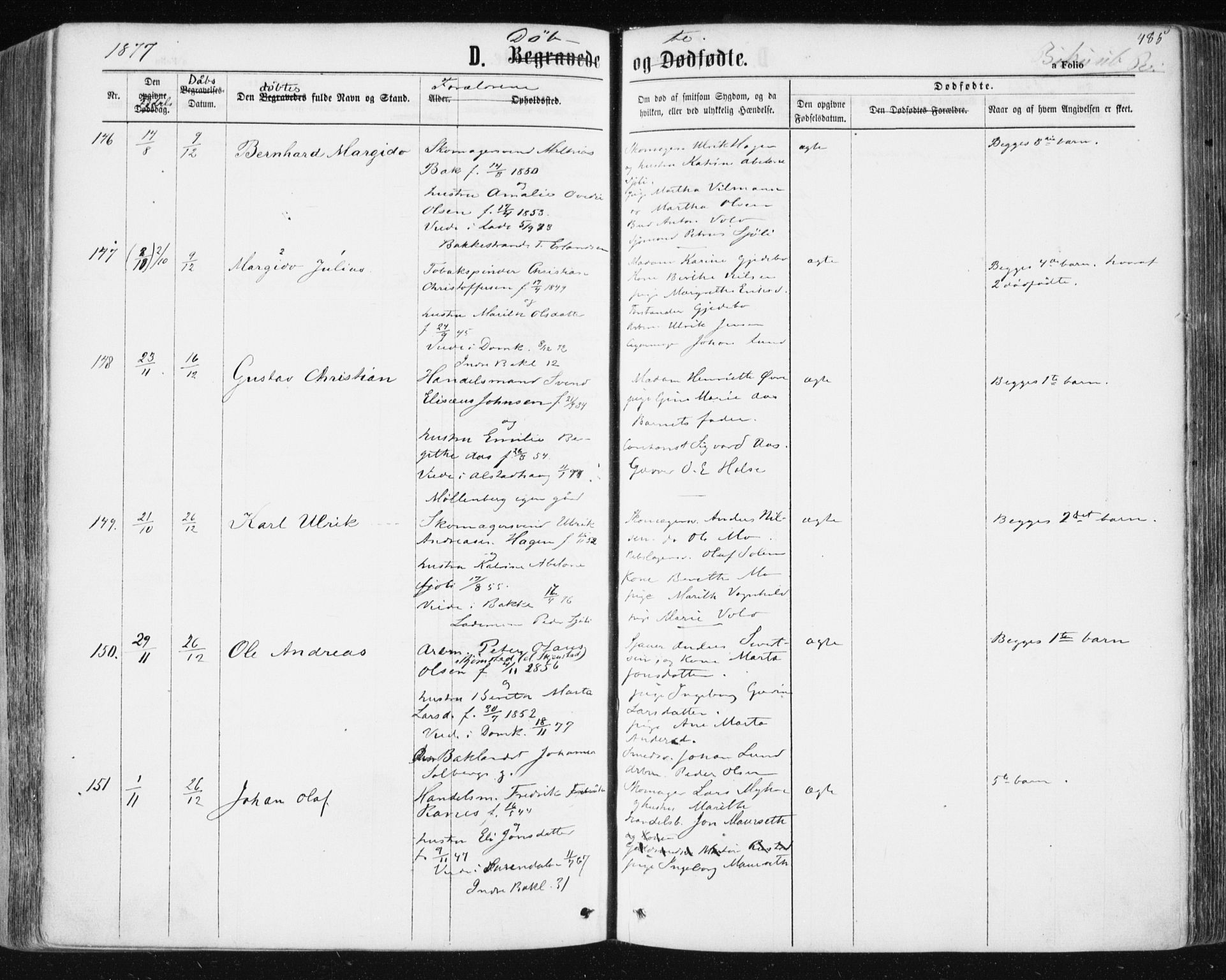 Ministerialprotokoller, klokkerbøker og fødselsregistre - Sør-Trøndelag, AV/SAT-A-1456/604/L0186: Parish register (official) no. 604A07, 1866-1877, p. 485