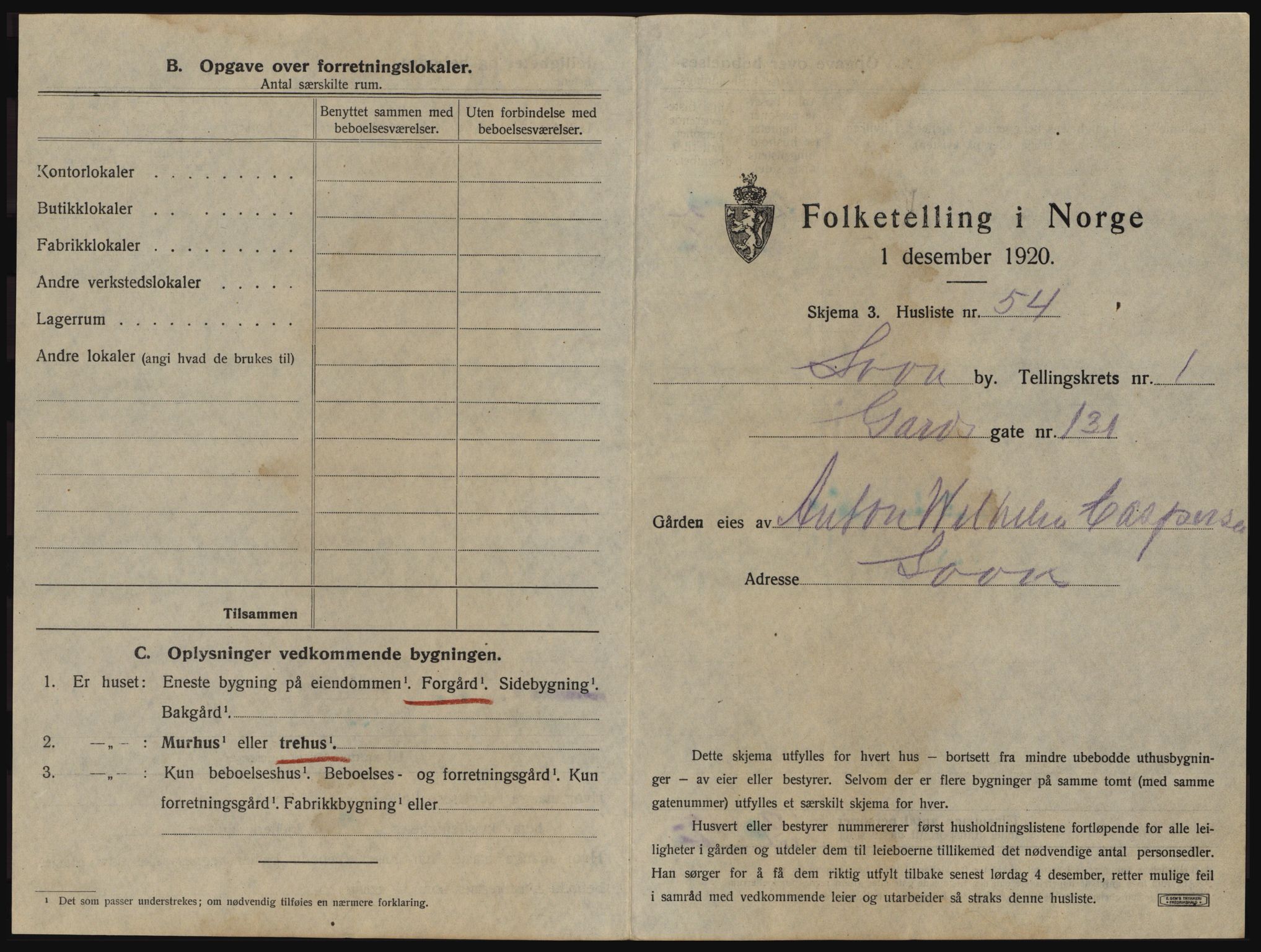 SAO, 1920 census for Son, 1920, p. 120