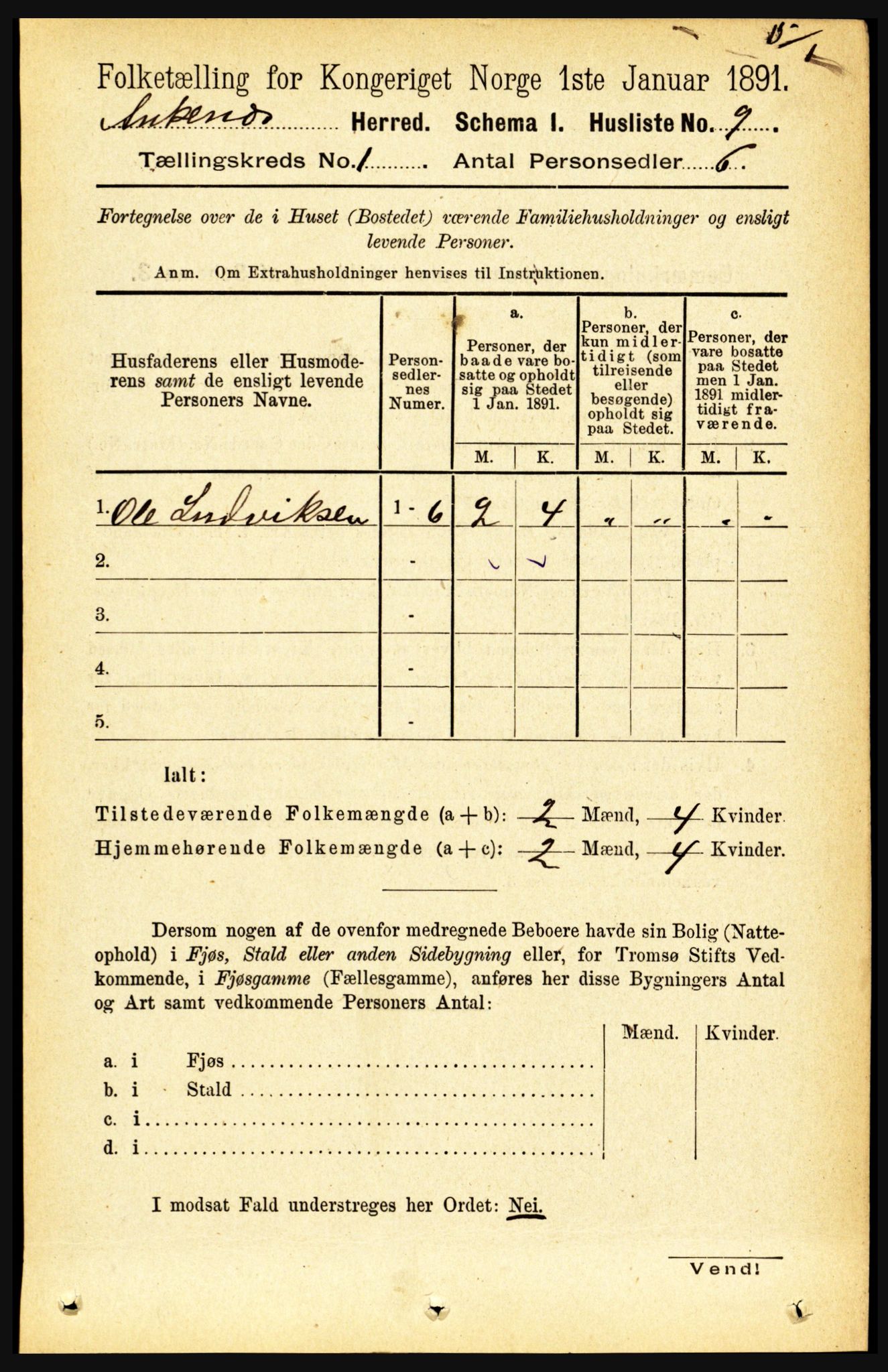 RA, 1891 census for 1855 Ankenes, 1891, p. 25