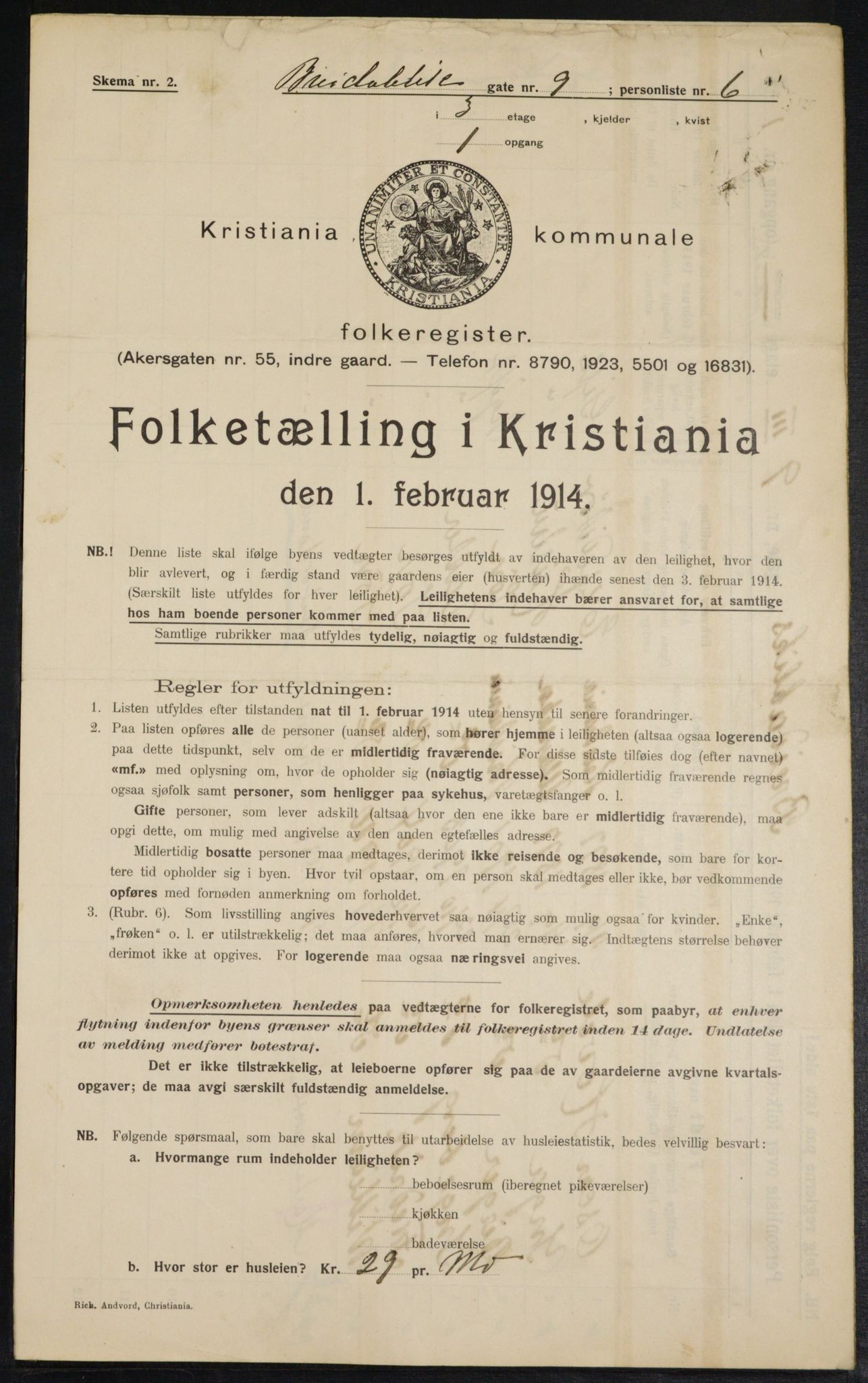 OBA, Municipal Census 1914 for Kristiania, 1914, p. 8125