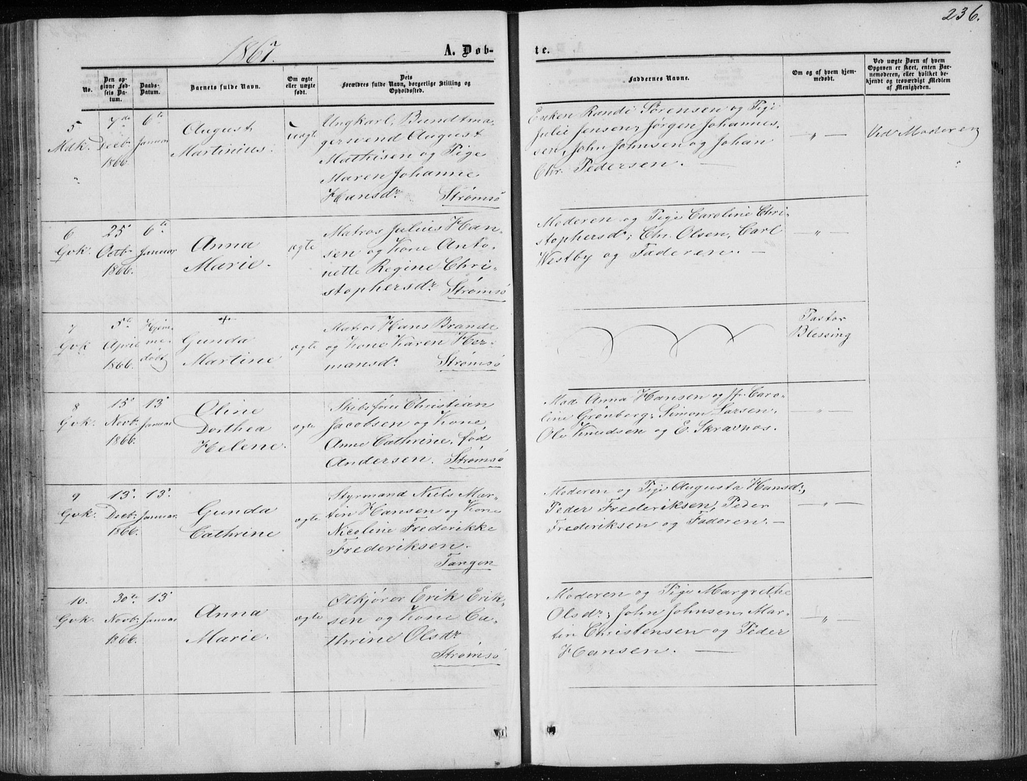 Strømsø kirkebøker, AV/SAKO-A-246/F/Fa/L0015: Parish register (official) no. I 15, 1859-1868, p. 236