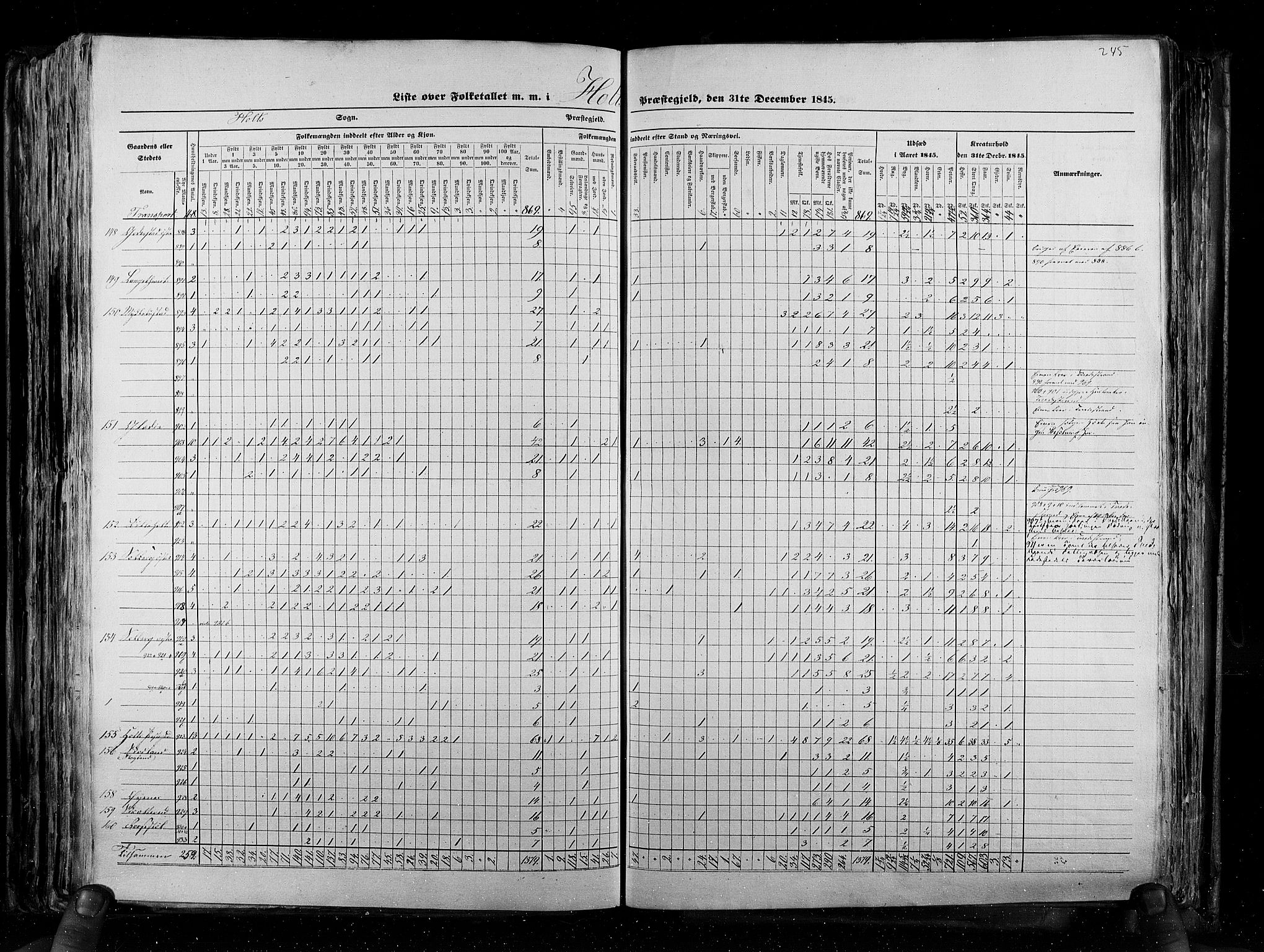 RA, Census 1845, vol. 5: Bratsberg amt og Nedenes og Råbyggelaget amt, 1845, p. 245