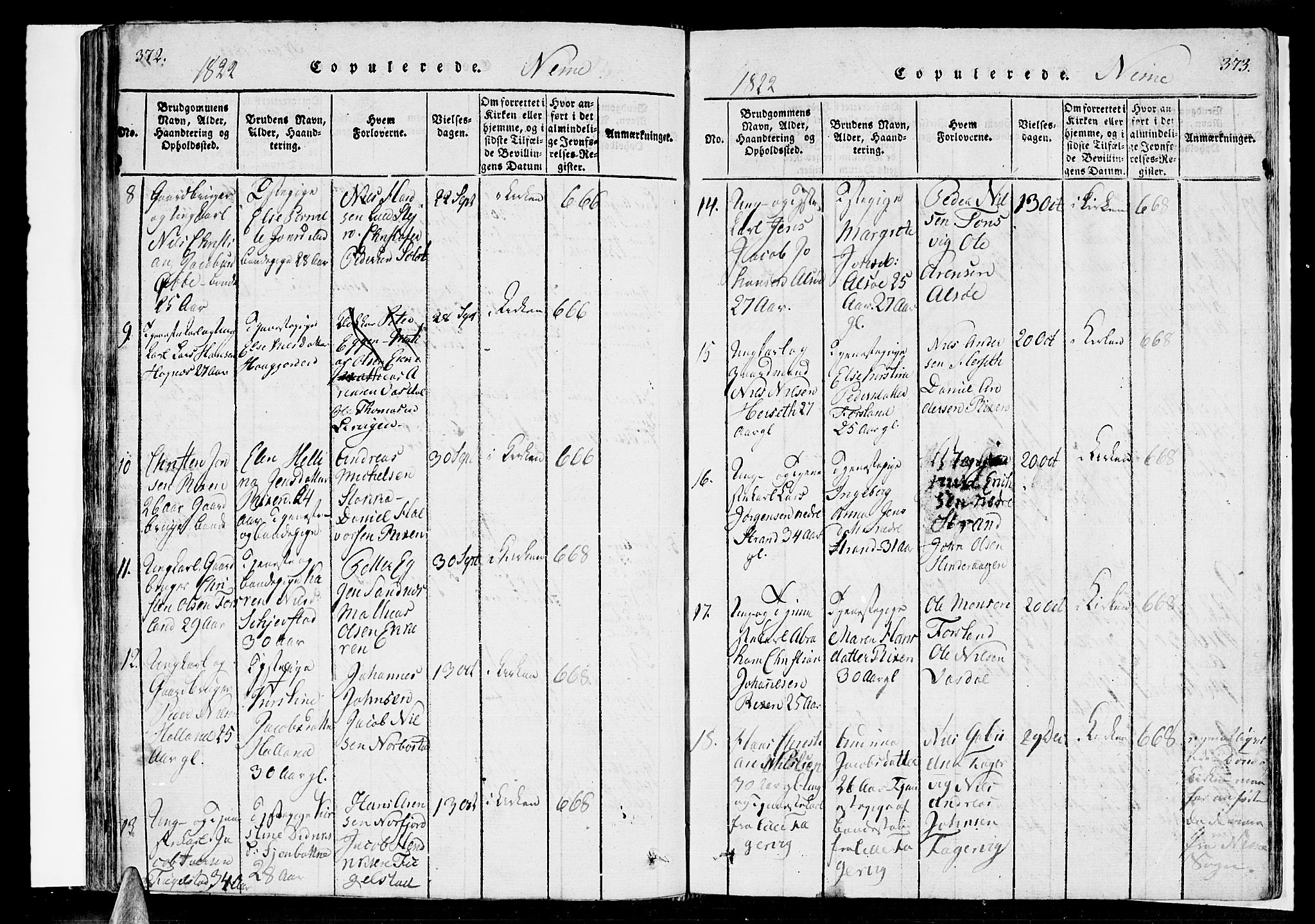 Ministerialprotokoller, klokkerbøker og fødselsregistre - Nordland, AV/SAT-A-1459/838/L0546: Parish register (official) no. 838A05 /1, 1820-1828, p. 372-373