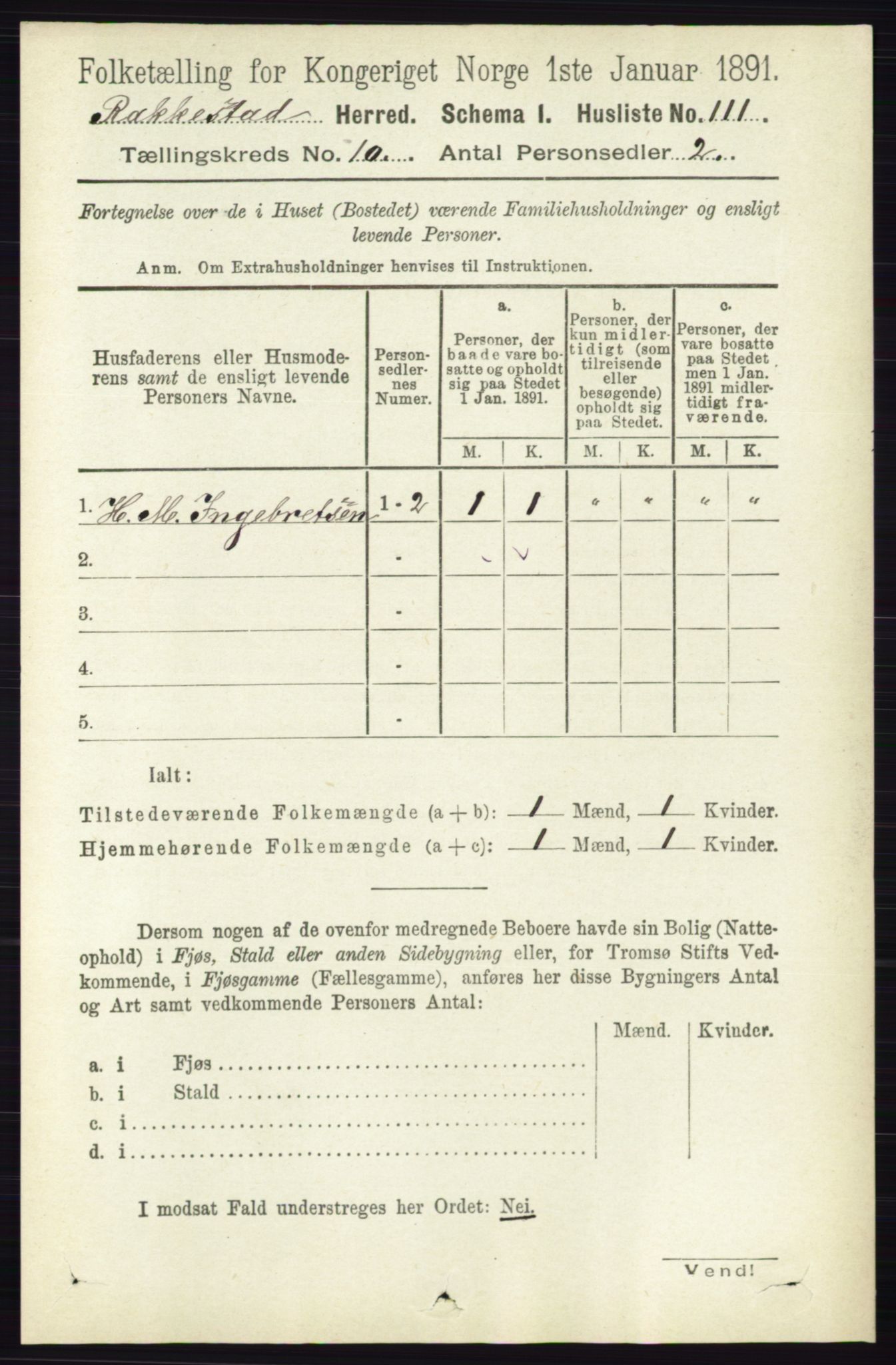 RA, 1891 census for 0128 Rakkestad, 1891, p. 4437