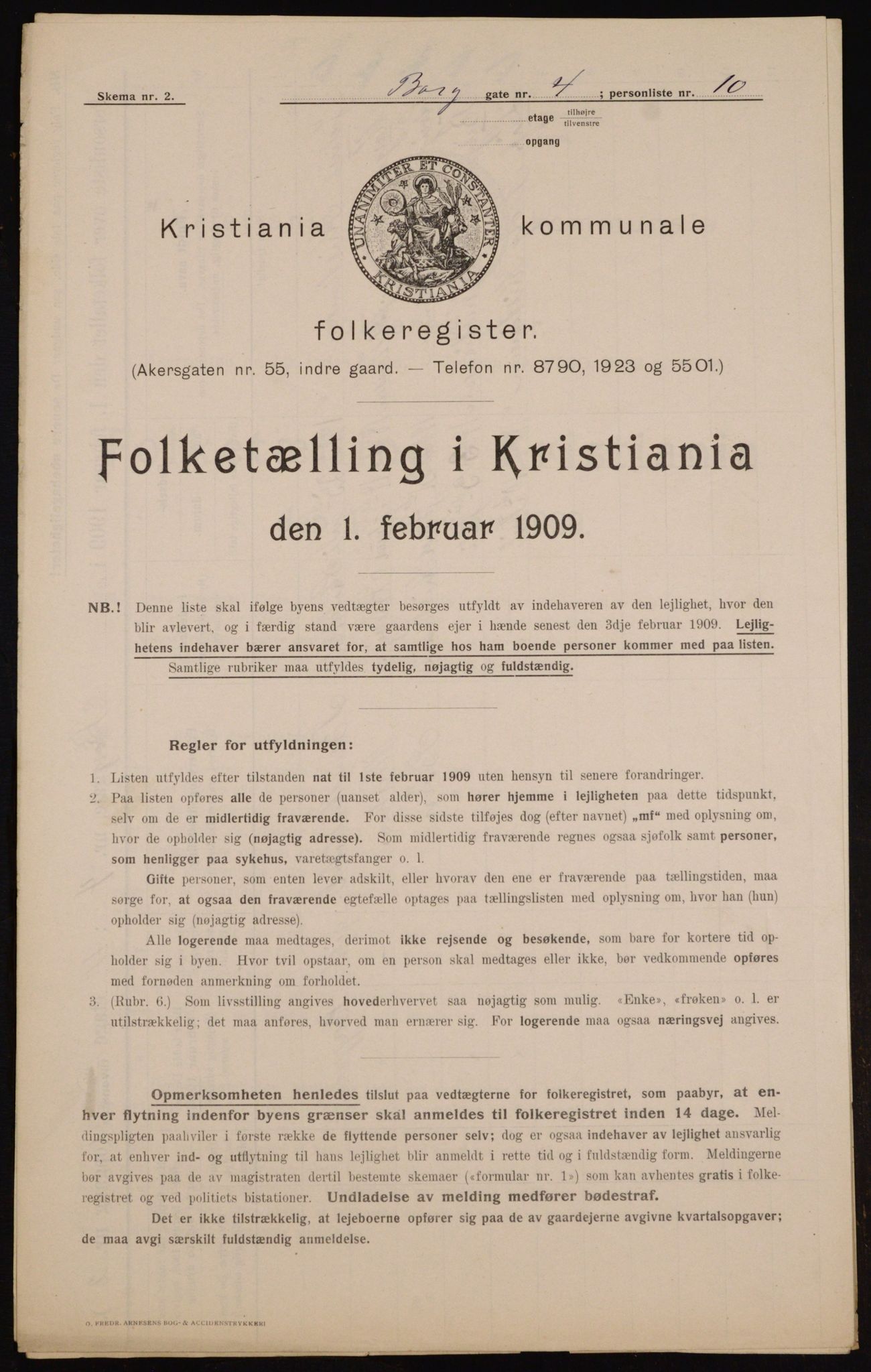 OBA, Municipal Census 1909 for Kristiania, 1909, p. 7230