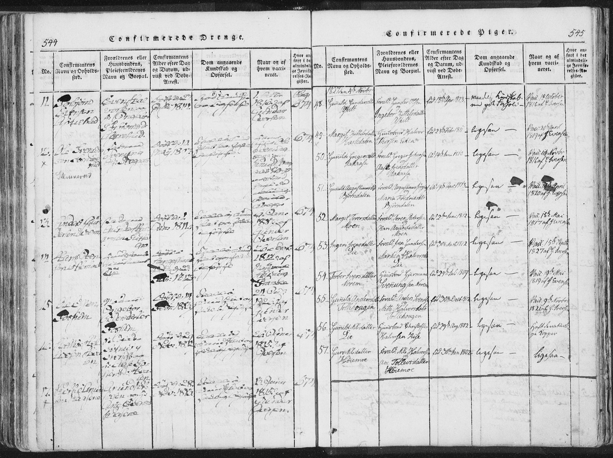 Bø kirkebøker, AV/SAKO-A-257/F/Fa/L0006: Parish register (official) no. 6, 1815-1831, p. 544-545