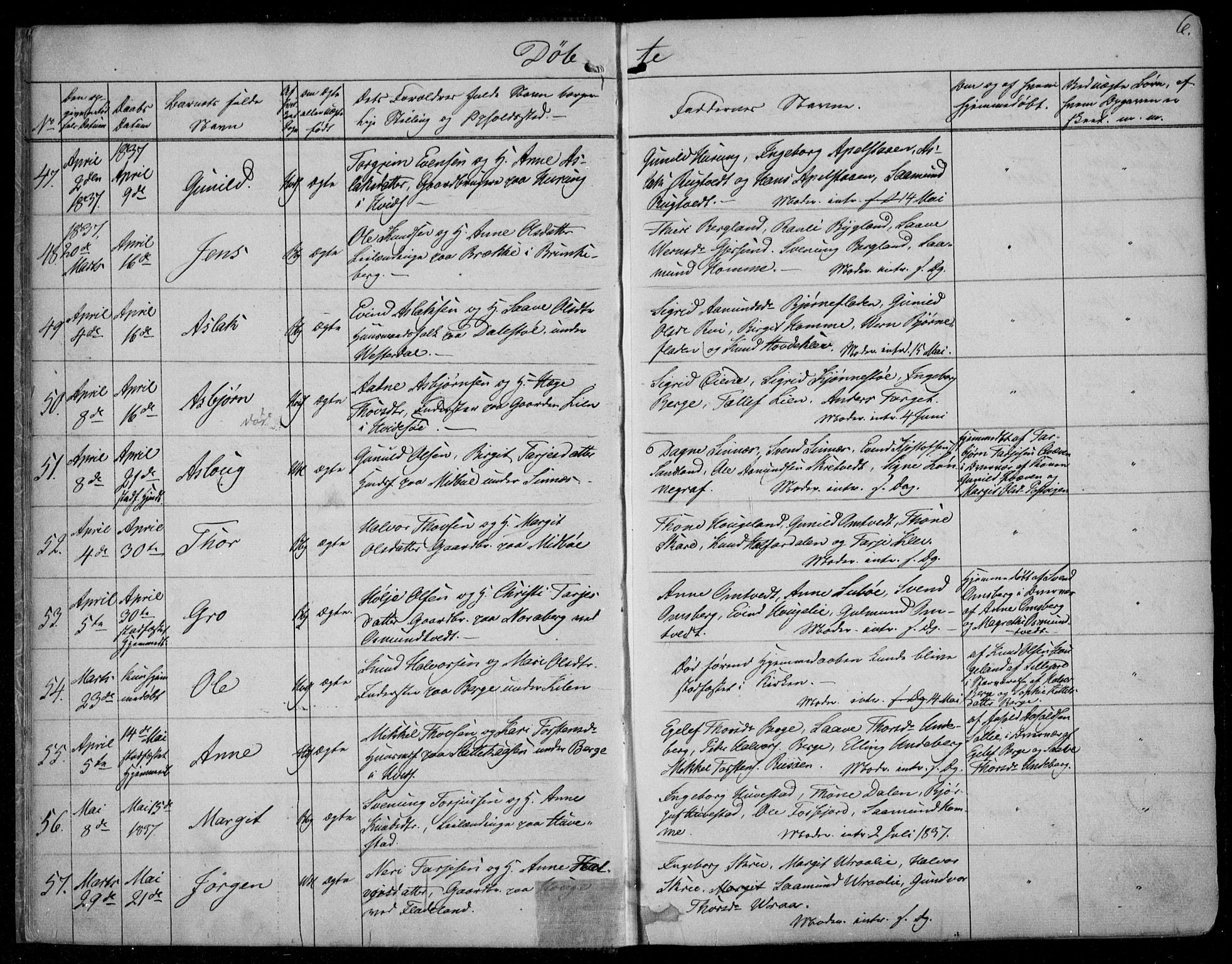 Kviteseid kirkebøker, SAKO/A-276/F/Fa/L0006: Parish register (official) no. I 6, 1836-1858, p. 6