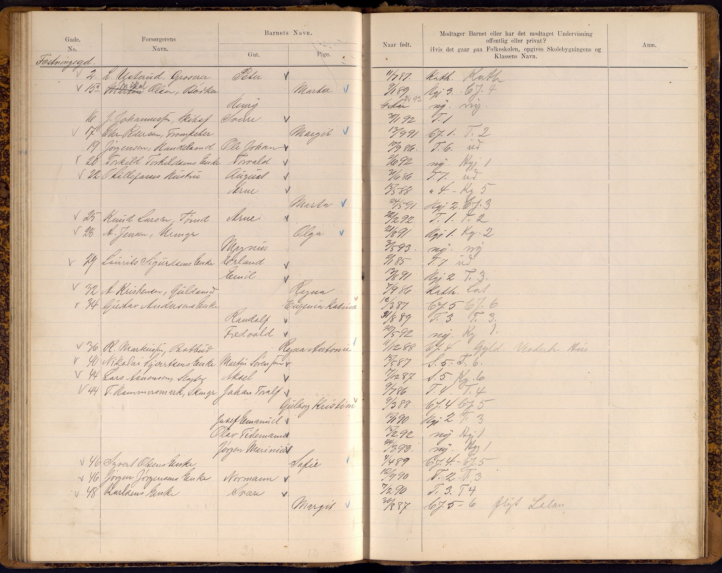 Kristiansand By - Skolekommisjonen/ -Styret, ARKSOR/1001KG510/J/Jb/L0009: Barnetelling, 1899