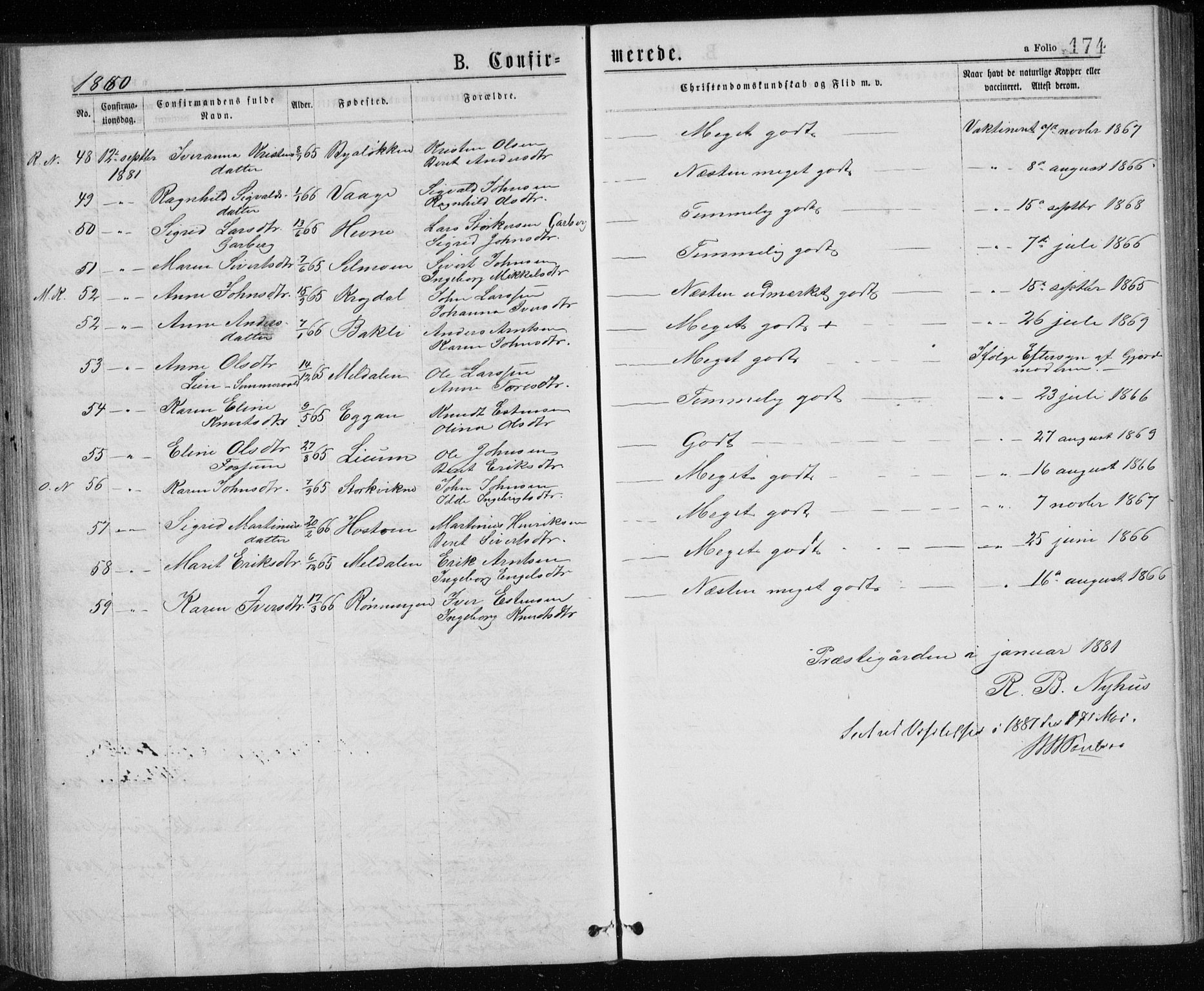 Ministerialprotokoller, klokkerbøker og fødselsregistre - Sør-Trøndelag, SAT/A-1456/671/L0843: Parish register (copy) no. 671C02, 1873-1892, p. 174