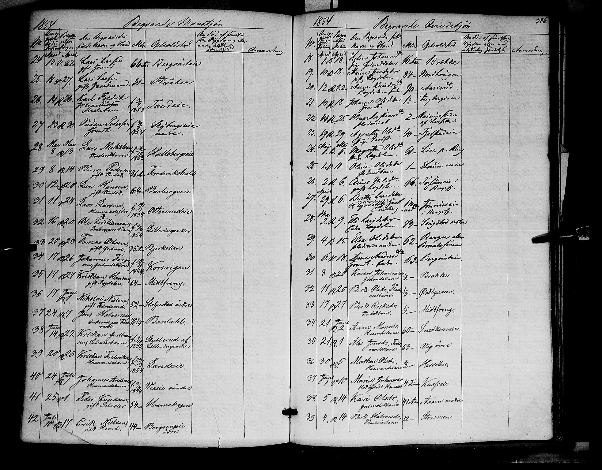 Ringsaker prestekontor, SAH/PREST-014/K/Ka/L0009: Parish register (official) no. 9, 1850-1860, p. 386