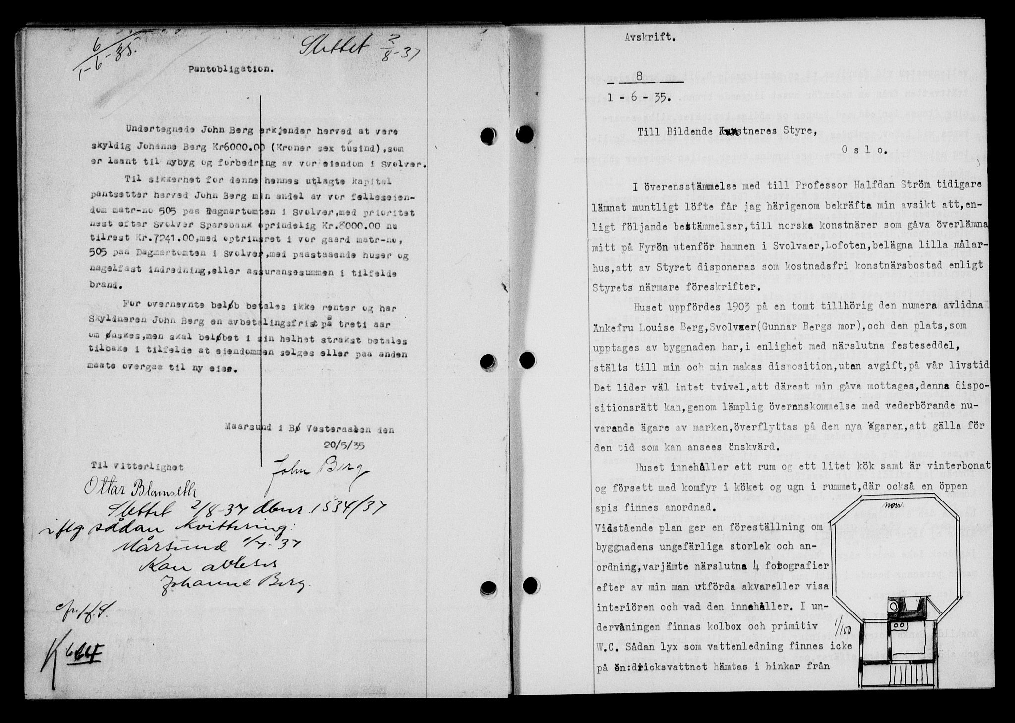Lofoten sorenskriveri, SAT/A-0017/1/2/2C/L0031b: Mortgage book no. 31b, 1935-1935, Deed date: 01.06.1935