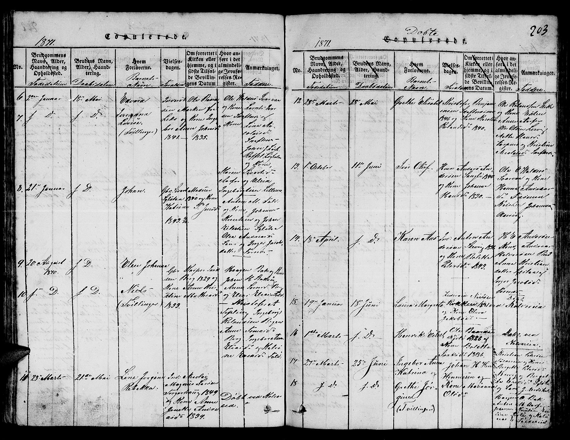 Ministerialprotokoller, klokkerbøker og fødselsregistre - Nord-Trøndelag, SAT/A-1458/780/L0648: Parish register (copy) no. 780C01 /3, 1815-1877, p. 203