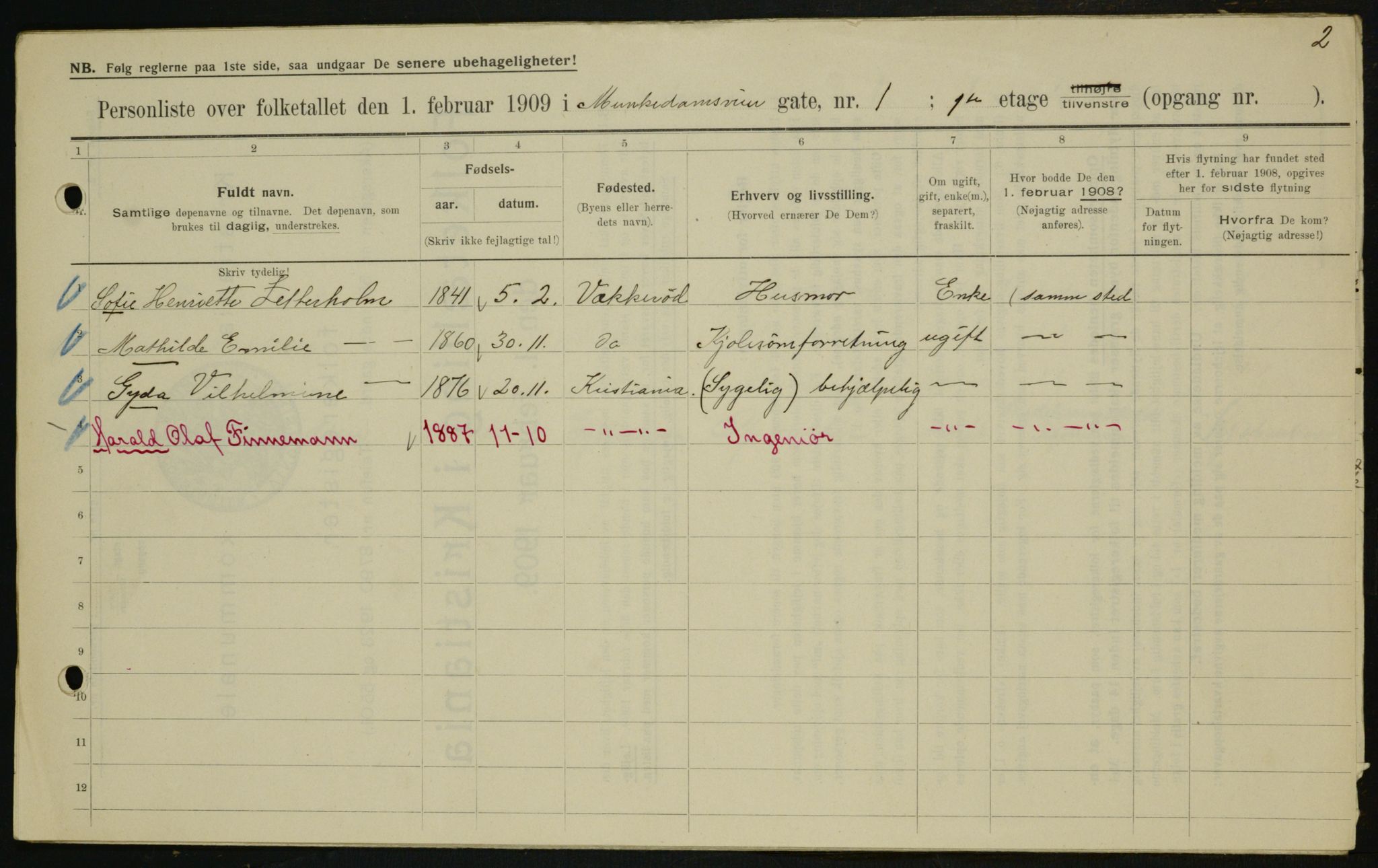 OBA, Municipal Census 1909 for Kristiania, 1909, p. 60393