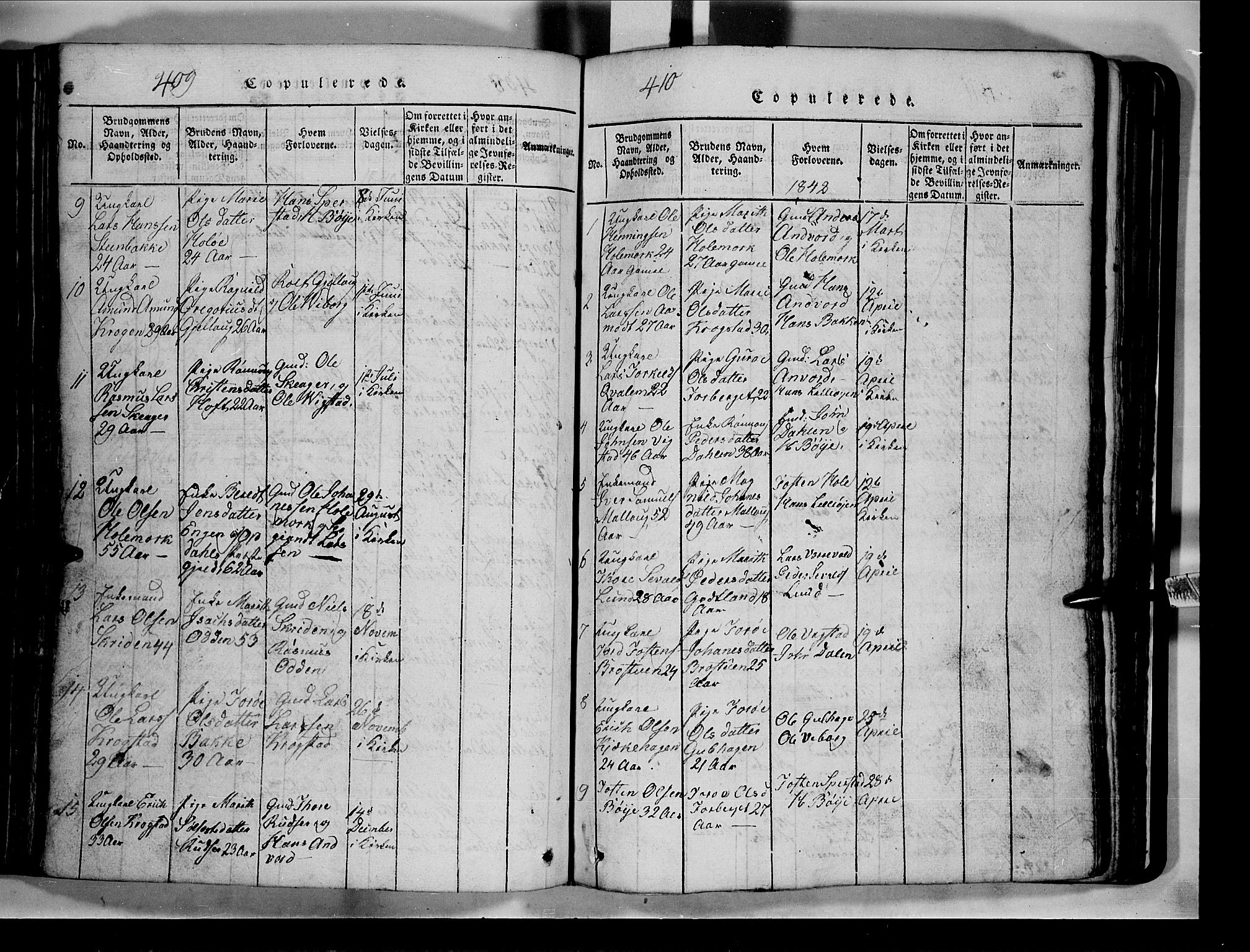 Lom prestekontor, SAH/PREST-070/L/L0003: Parish register (copy) no. 3, 1815-1844, p. 409-410