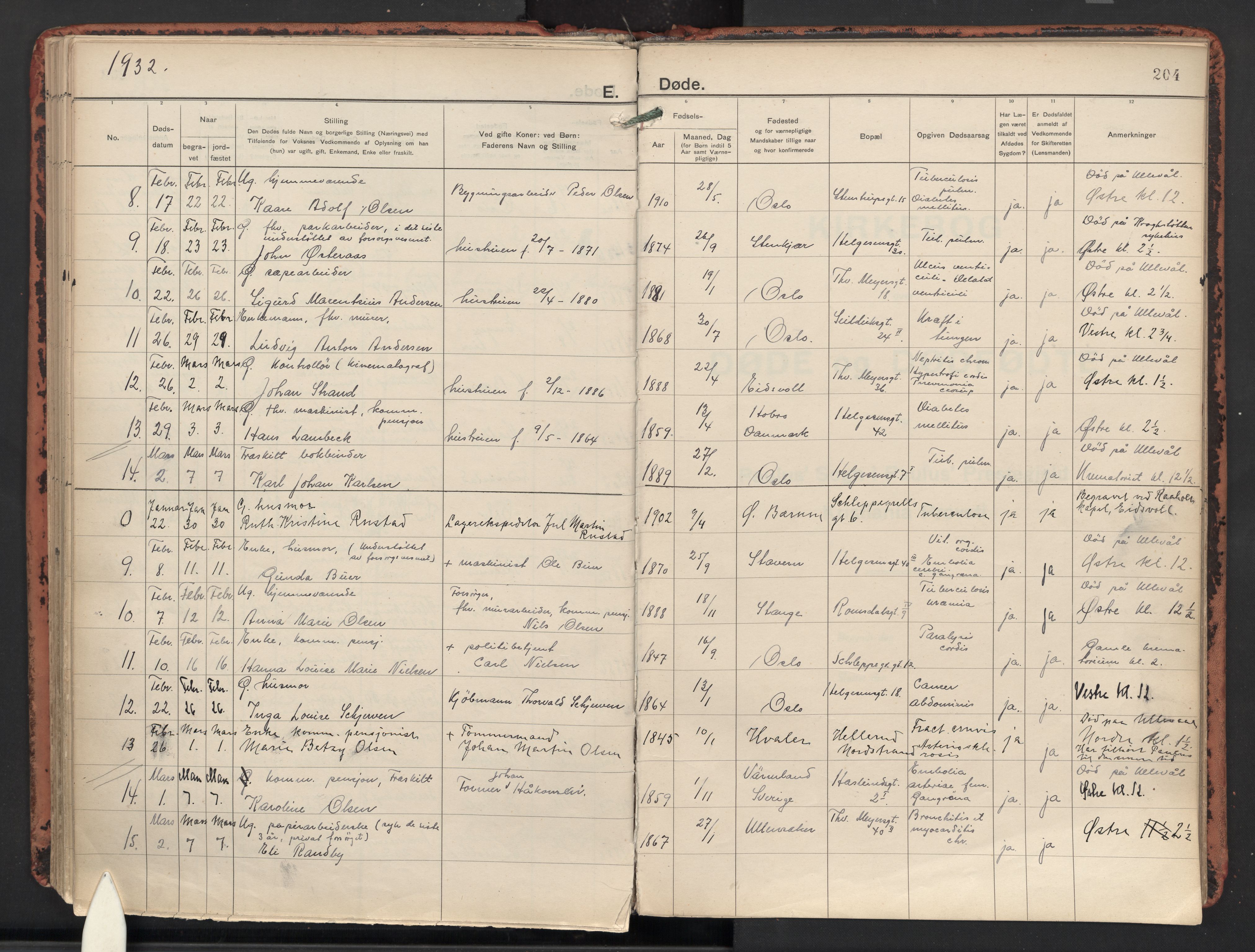 Paulus prestekontor Kirkebøker, AV/SAO-A-10871/F/Fa/L0023: Parish register (official) no. 23, 1915-1932, p. 204