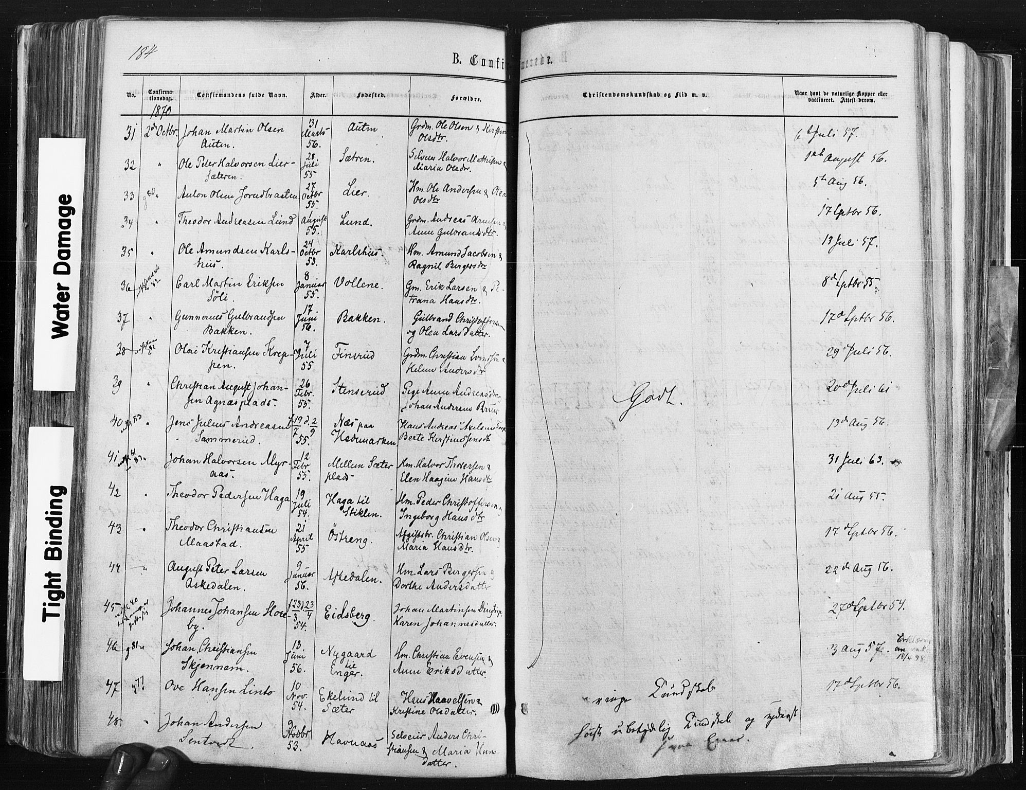 Trøgstad prestekontor Kirkebøker, SAO/A-10925/F/Fa/L0009: Parish register (official) no. I 9, 1865-1877, p. 184