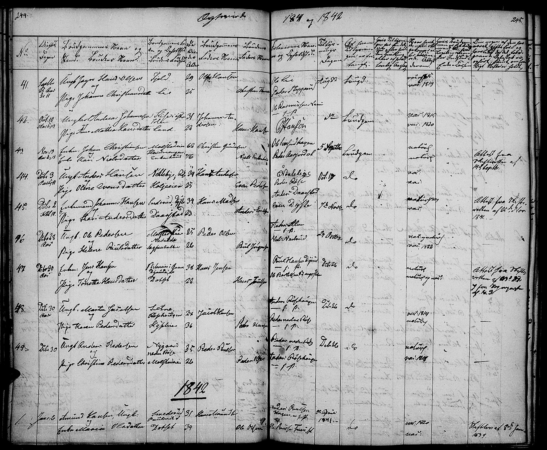 Vestre Toten prestekontor, SAH/PREST-108/H/Ha/Haa/L0003: Parish register (official) no. 3, 1836-1843, p. 244-245