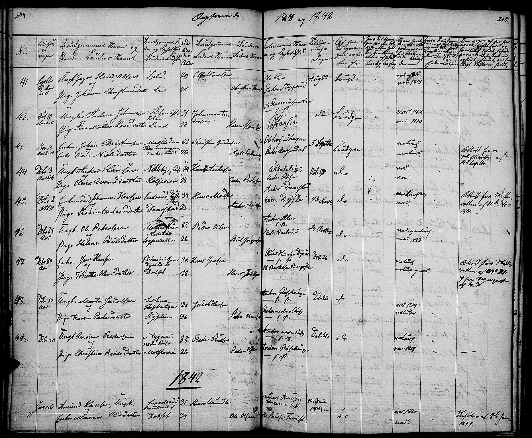 Vestre Toten prestekontor, AV/SAH-PREST-108/H/Ha/Haa/L0003: Parish register (official) no. 3, 1836-1843, p. 244-245