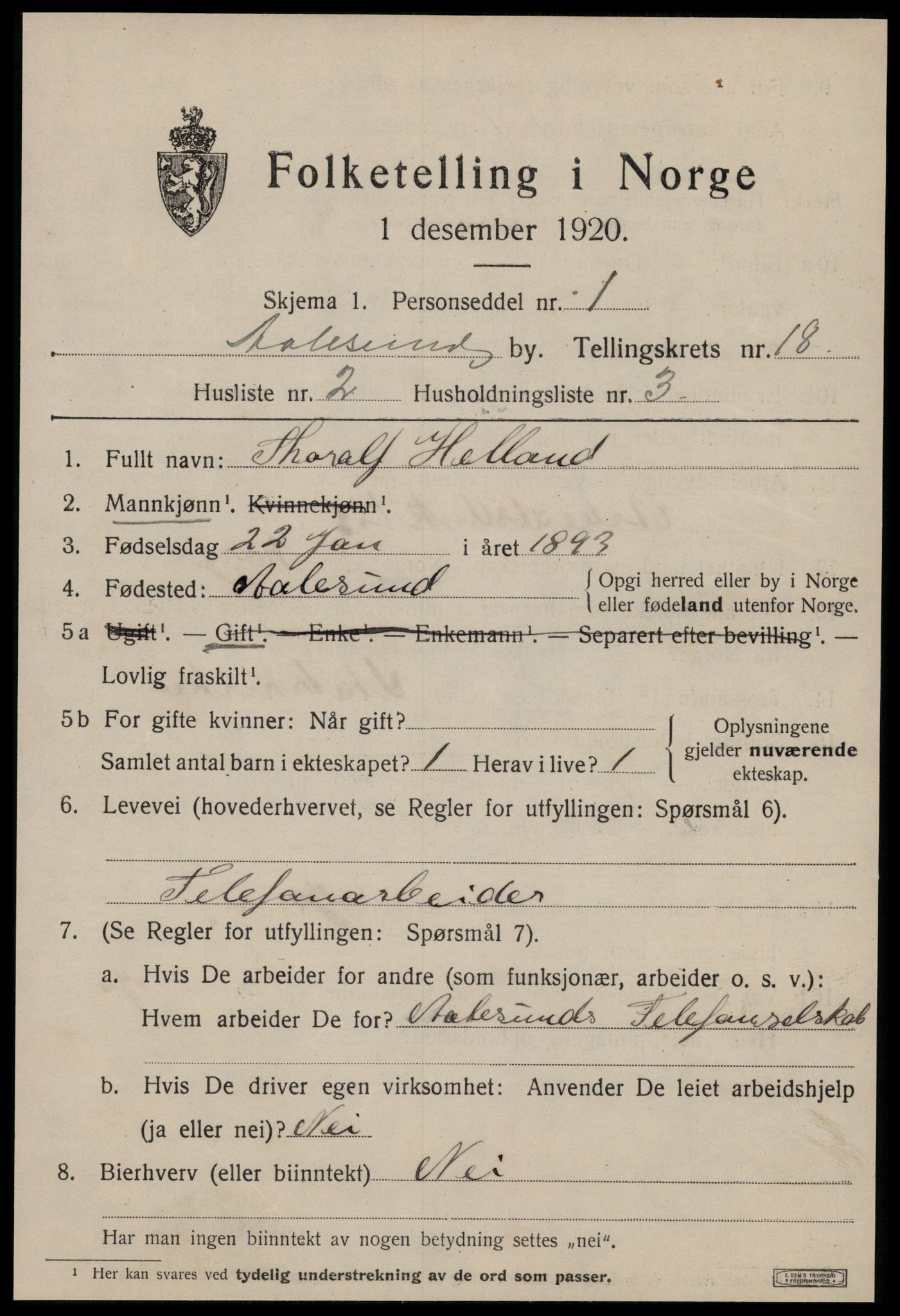 SAT, 1920 census for Ålesund, 1920, p. 34048