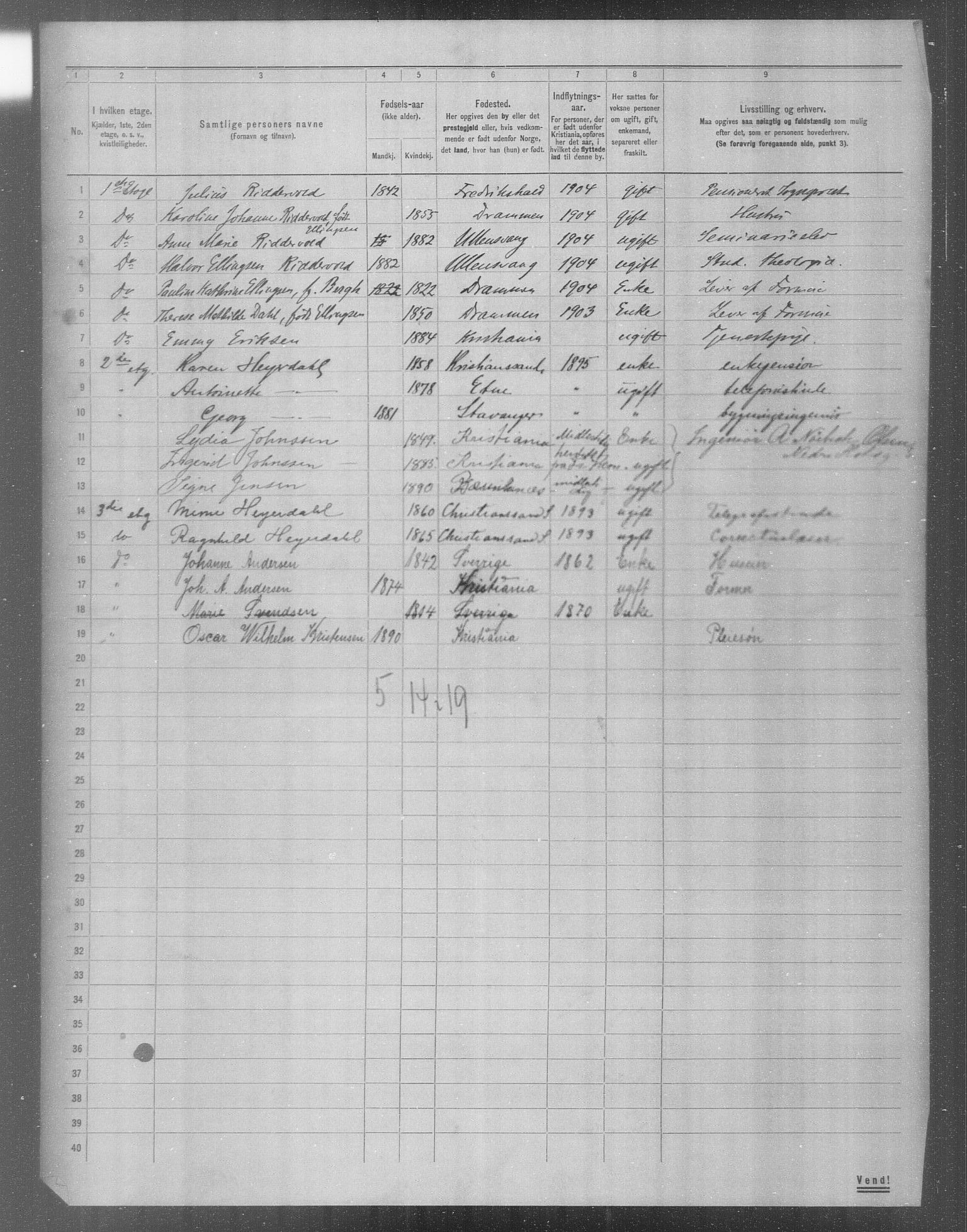 OBA, Municipal Census 1904 for Kristiania, 1904, p. 6569