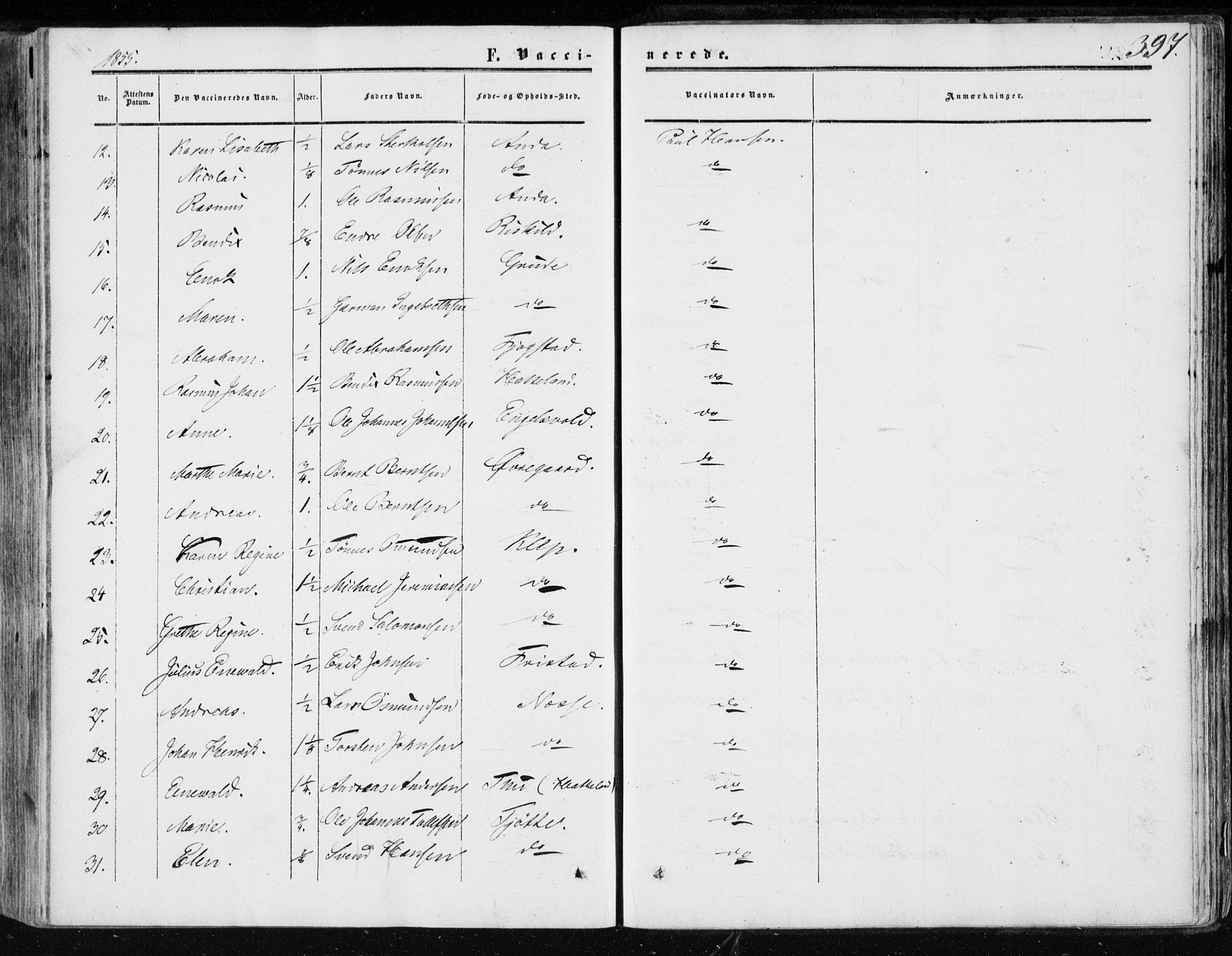 Klepp sokneprestkontor, AV/SAST-A-101803/001/3/30BA/L0005: Parish register (official) no. A 5, 1853-1870, p. 397