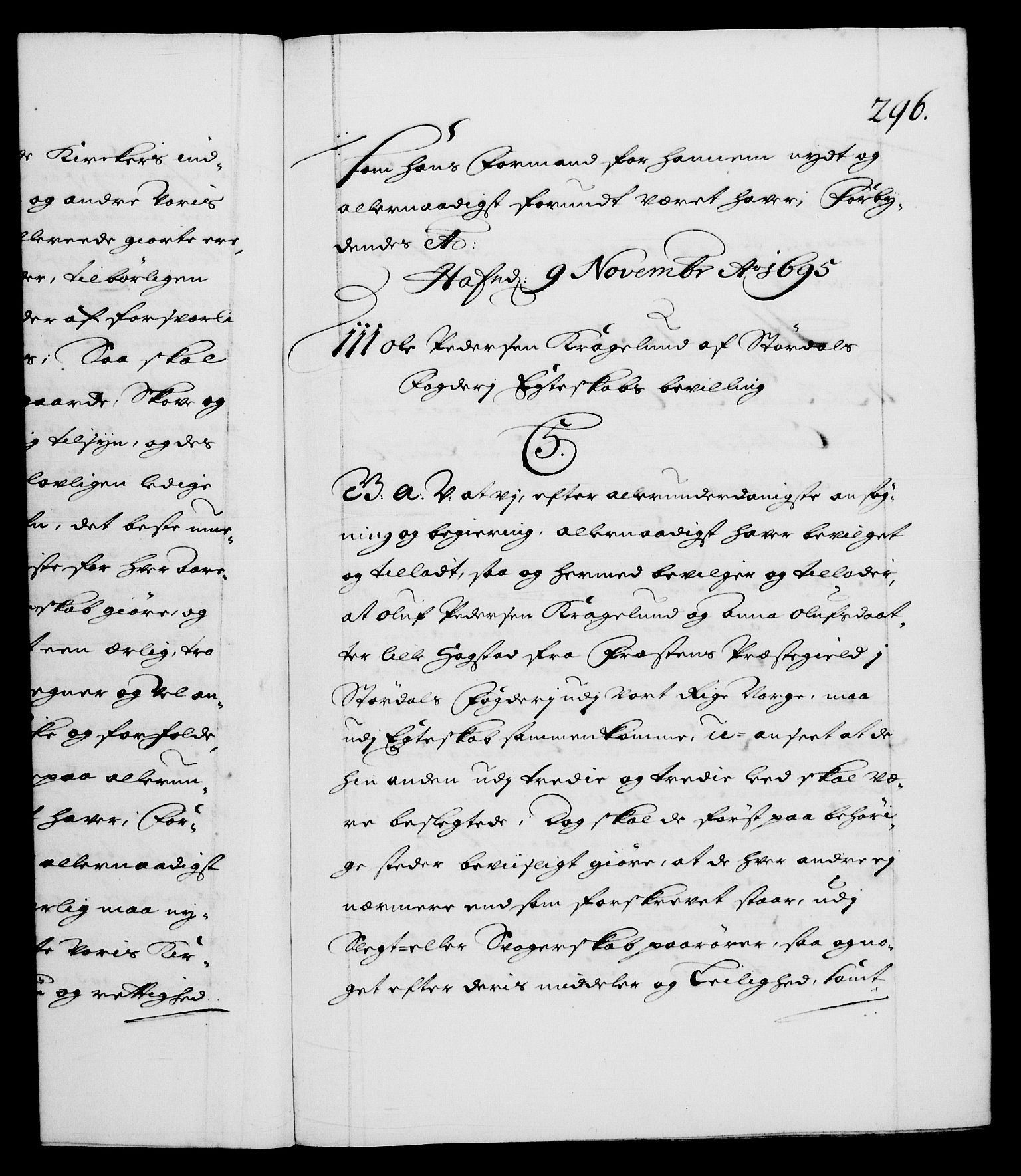 Danske Kanselli 1572-1799, AV/RA-EA-3023/F/Fc/Fca/Fcaa/L0016: Norske registre (mikrofilm), 1692-1697, p. 296a