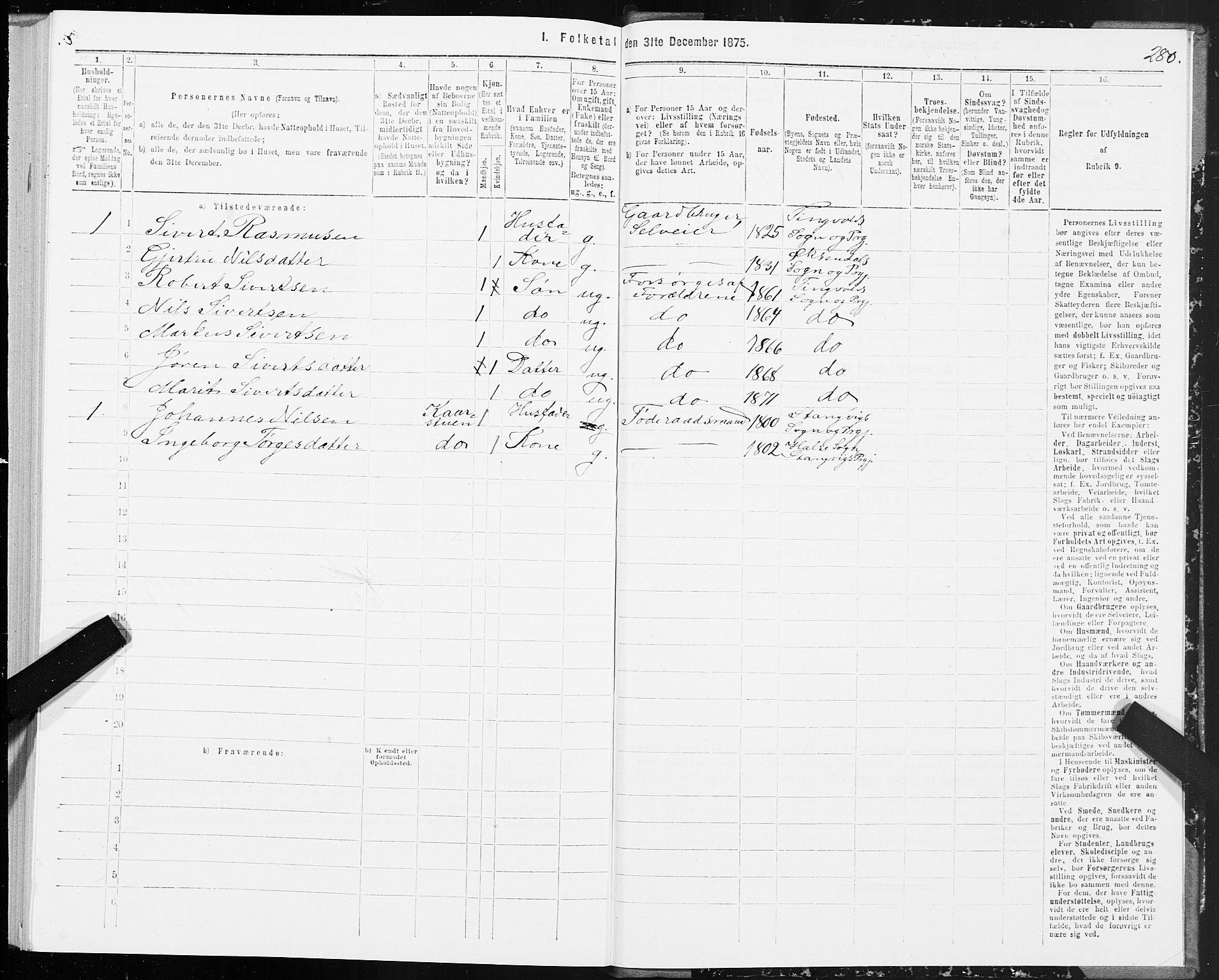 SAT, 1875 census for 1560P Tingvoll, 1875, p. 2280