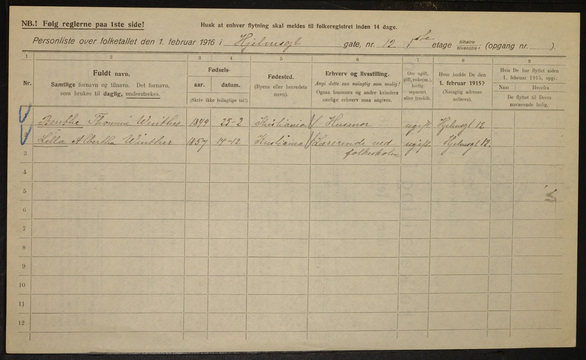 OBA, Municipal Census 1916 for Kristiania, 1916, p. 40900