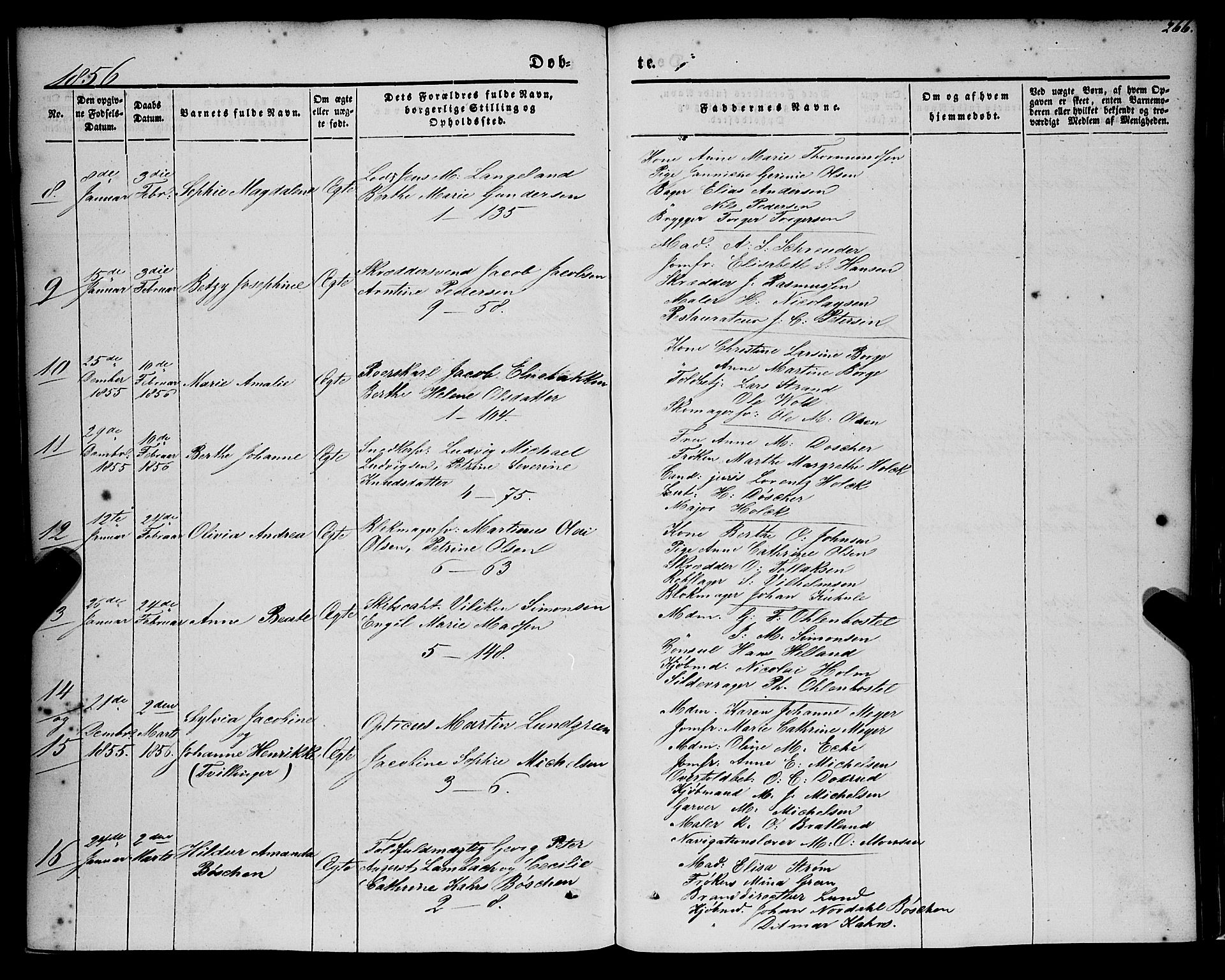 Nykirken Sokneprestembete, AV/SAB-A-77101/H/Haa/L0014: Parish register (official) no. B 1, 1844-1858, p. 266