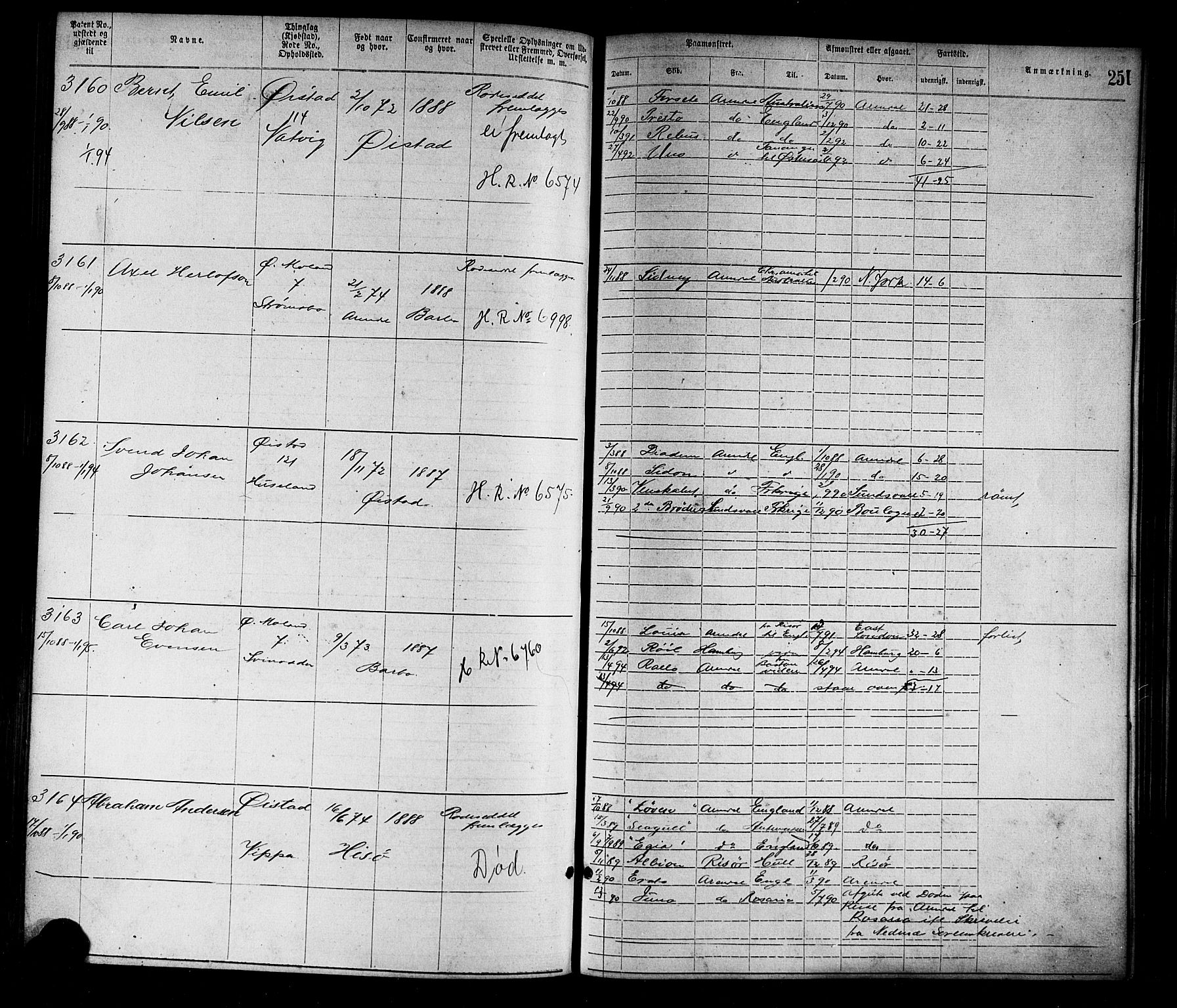 Arendal mønstringskrets, SAK/2031-0012/F/Fa/L0003: Annotasjonsrulle nr 1911-3827 med register, S-3, 1880-1892, p. 284