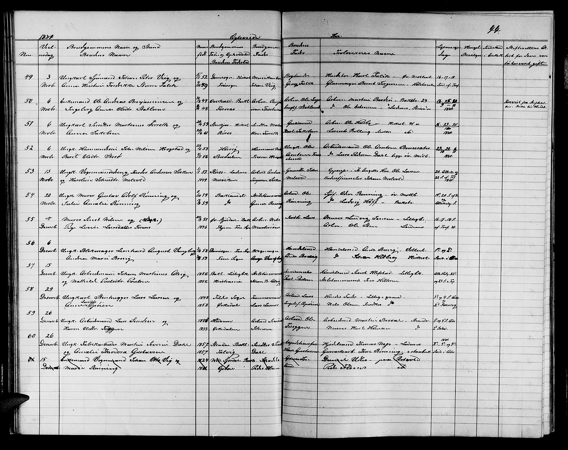 Ministerialprotokoller, klokkerbøker og fødselsregistre - Sør-Trøndelag, SAT/A-1456/604/L0221: Parish register (copy) no. 604C04, 1870-1885, p. 44