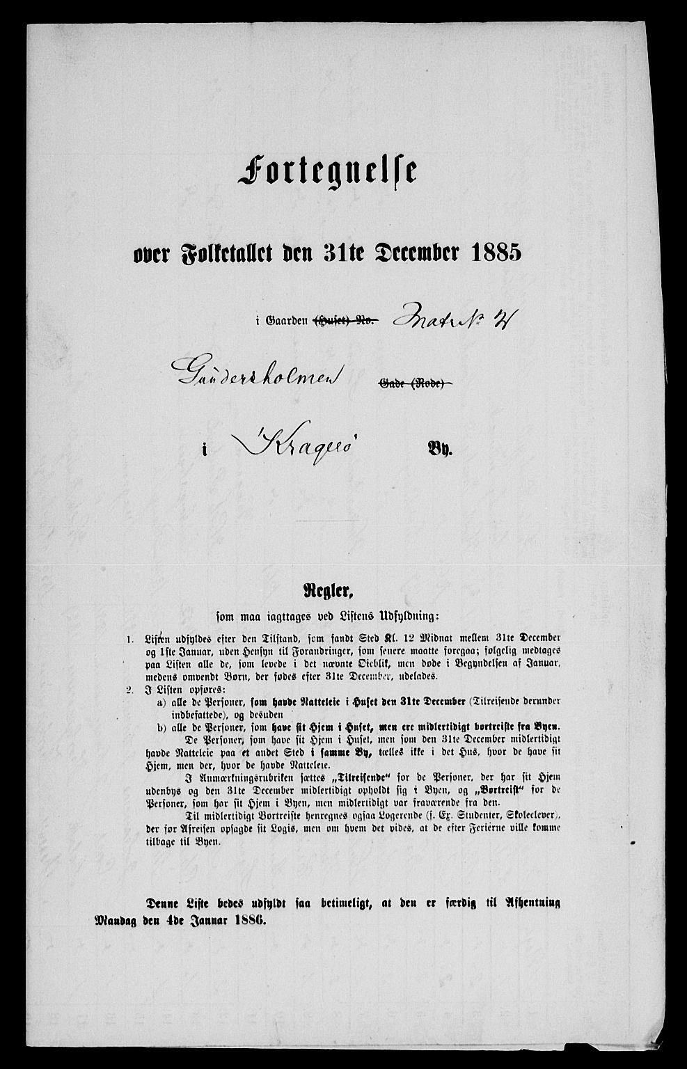 SAKO, 1885 census for 0801 Kragerø, 1885, p. 458