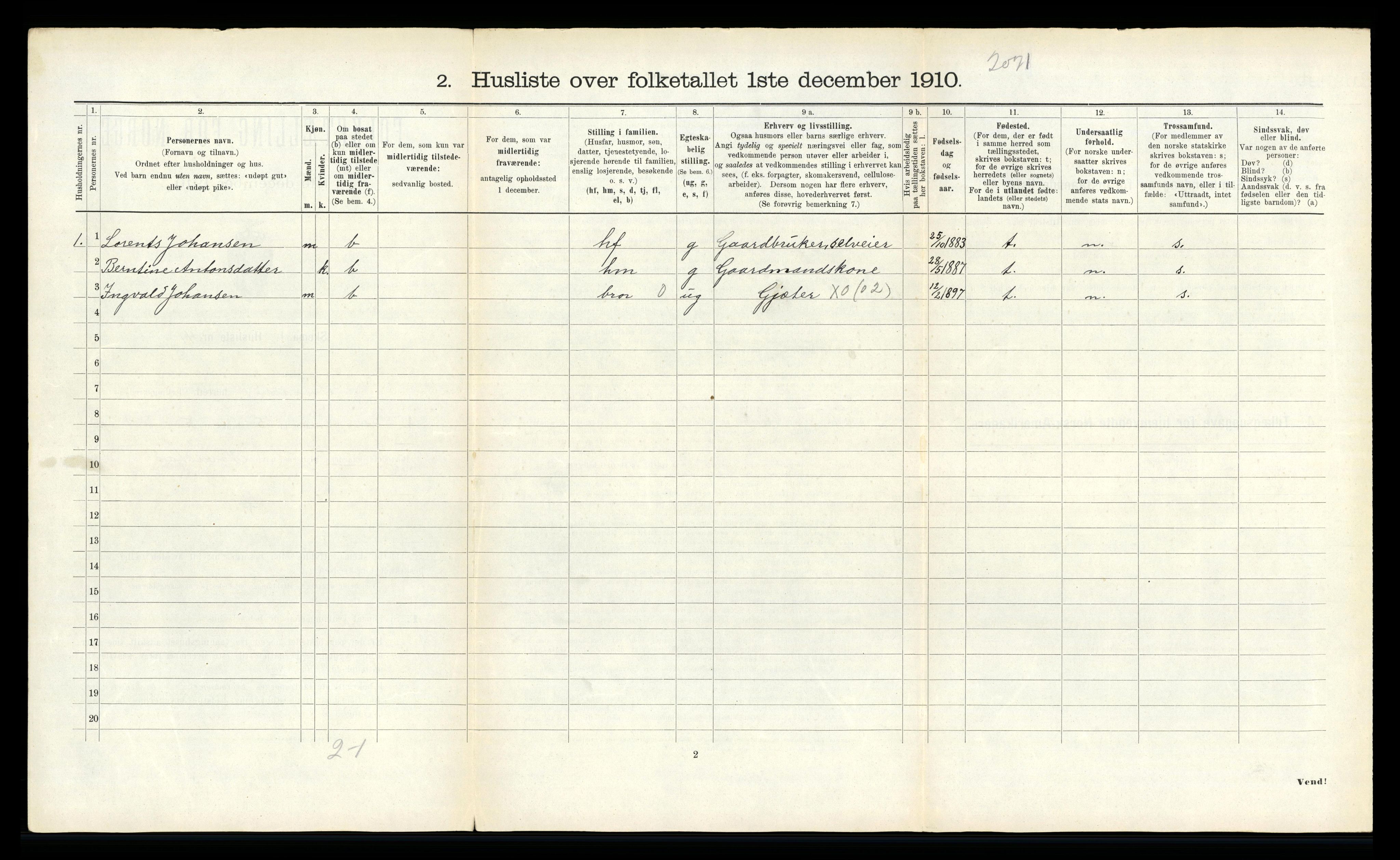 RA, 1910 census for Snåsa, 1910, p. 847