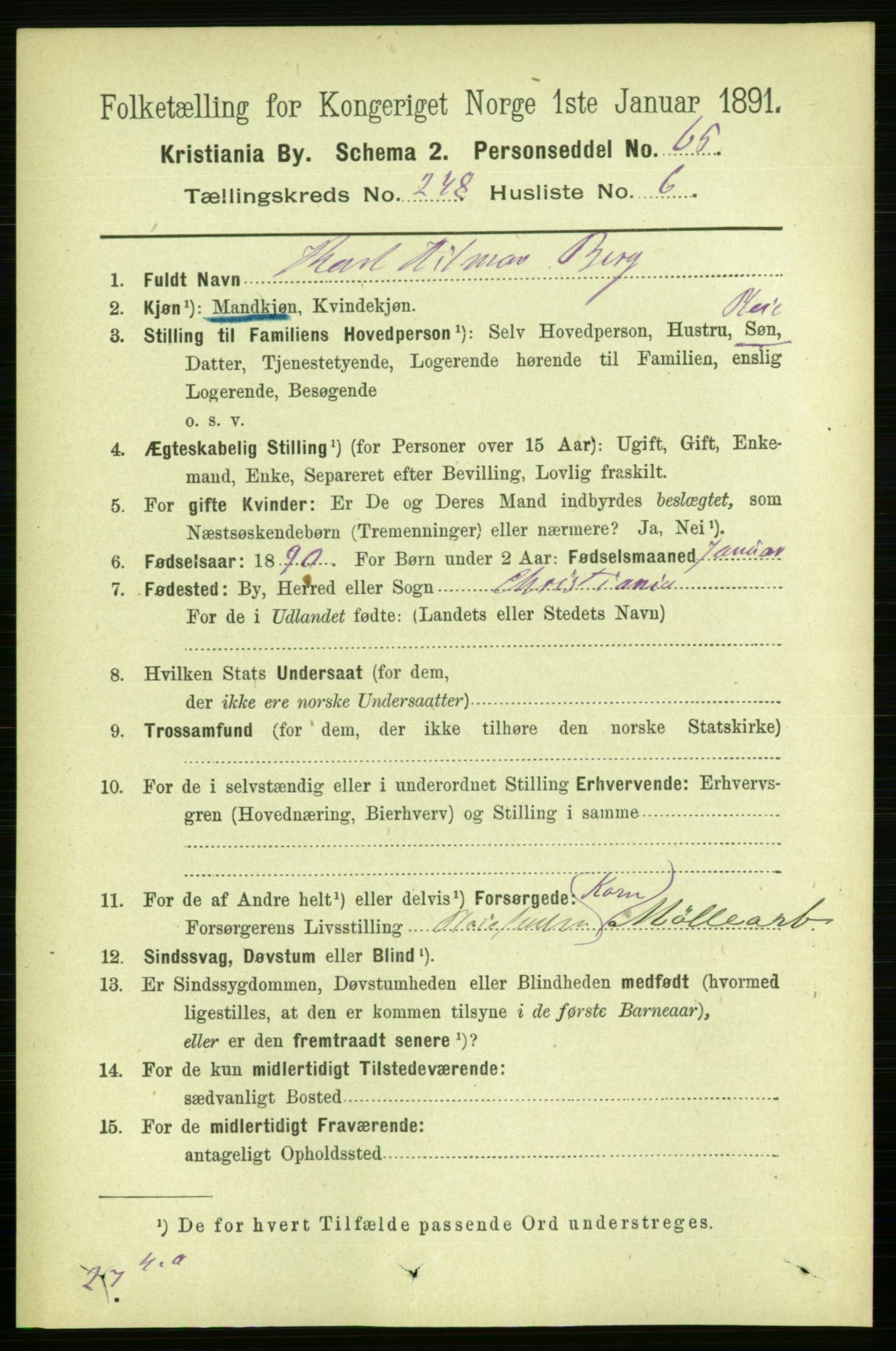 RA, 1891 census for 0301 Kristiania, 1891, p. 151288