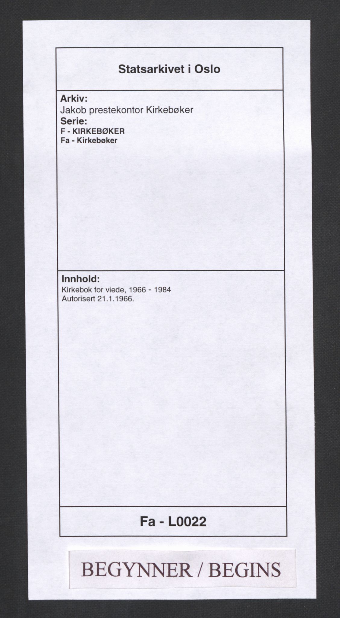 Jakob prestekontor Kirkebøker, SAO/A-10850/F/Fa/L0022: Parish register (official) no. 22, 1966-1984